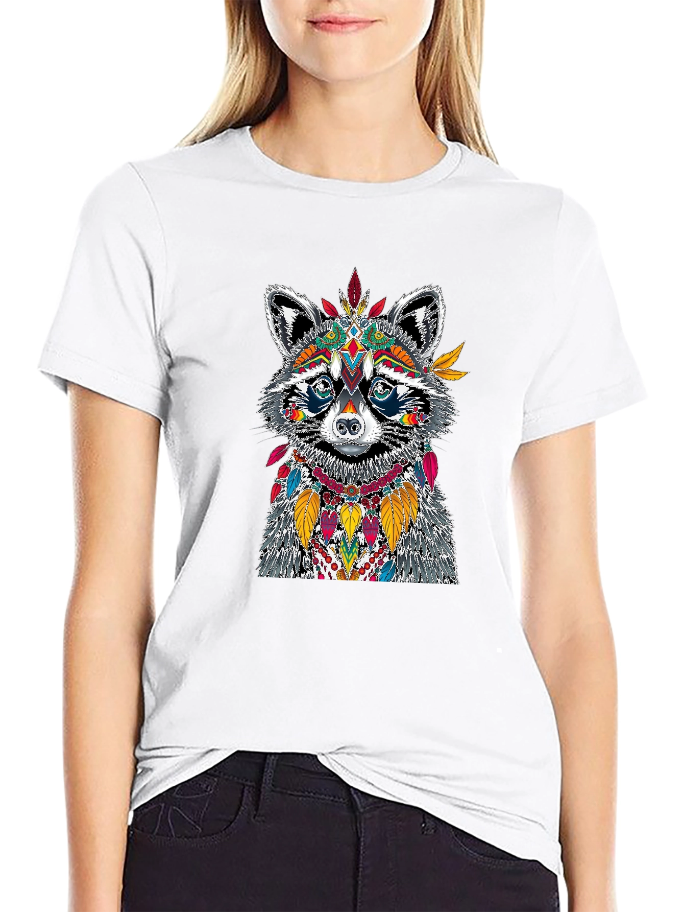 Raccoon Headdress Graphic Tee - Unique Design