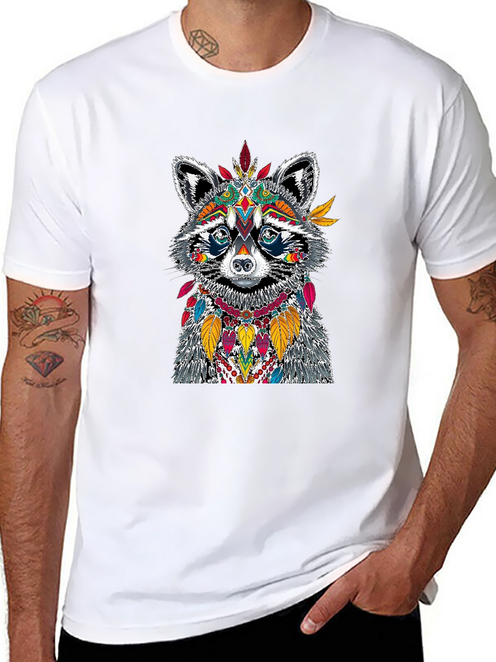 Raccoon Headdress Graphic Tee - Unique Design