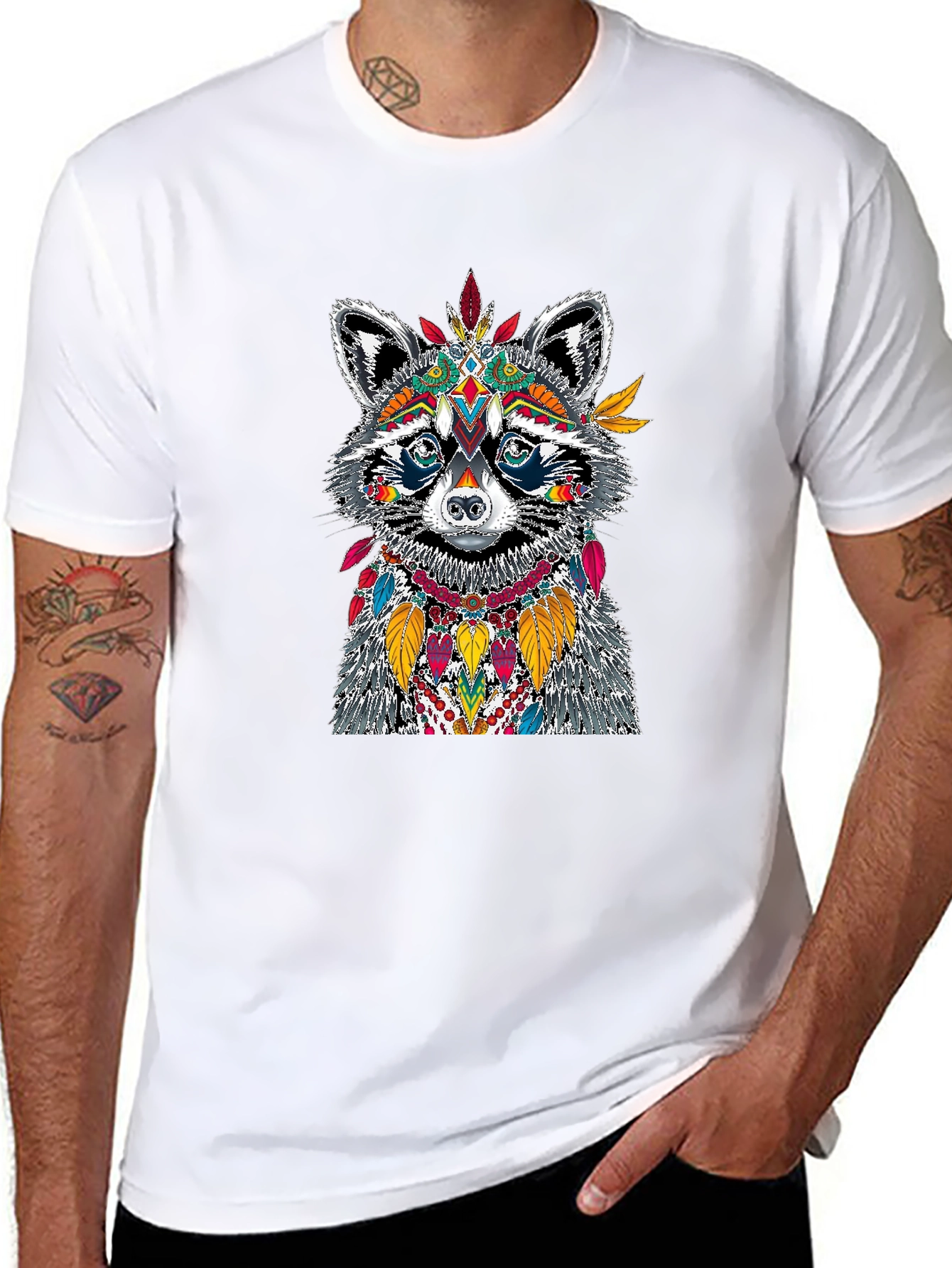Raccoon Headdress Graphic Tee - Unique Design