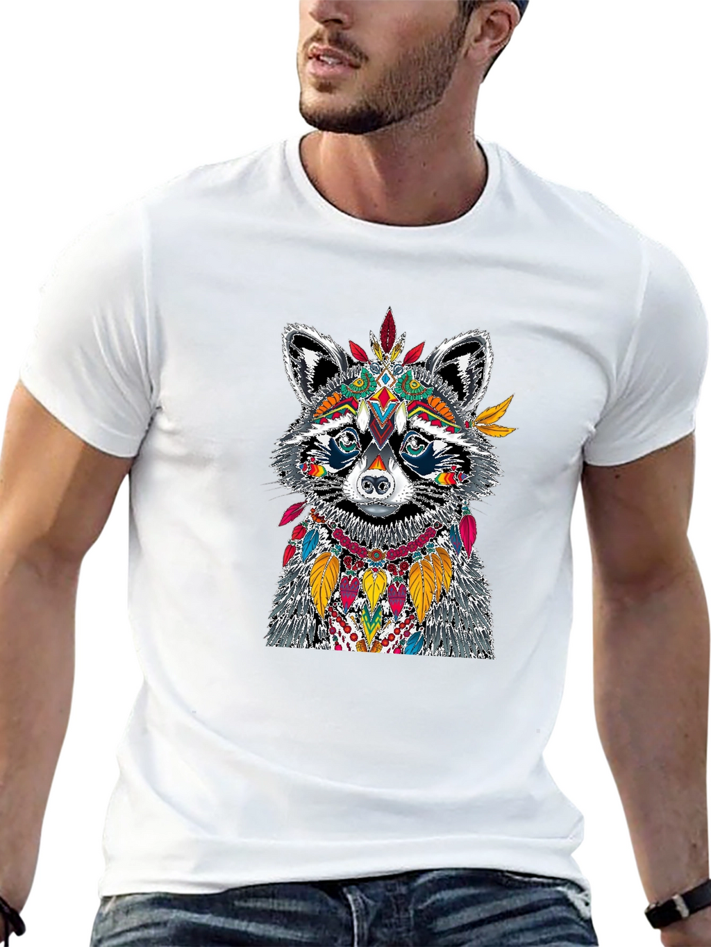 Raccoon Headdress Graphic Tee - Unique Design
