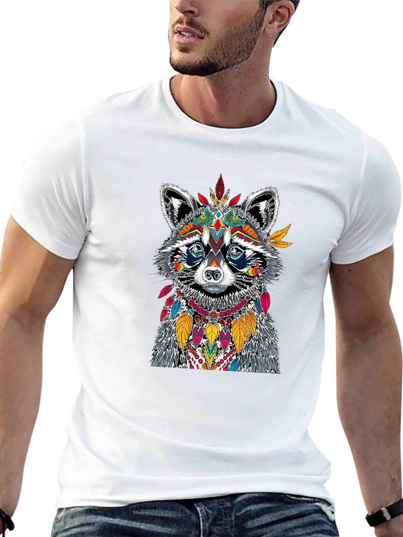 Raccoon Headdress Graphic Tee - Unique Design