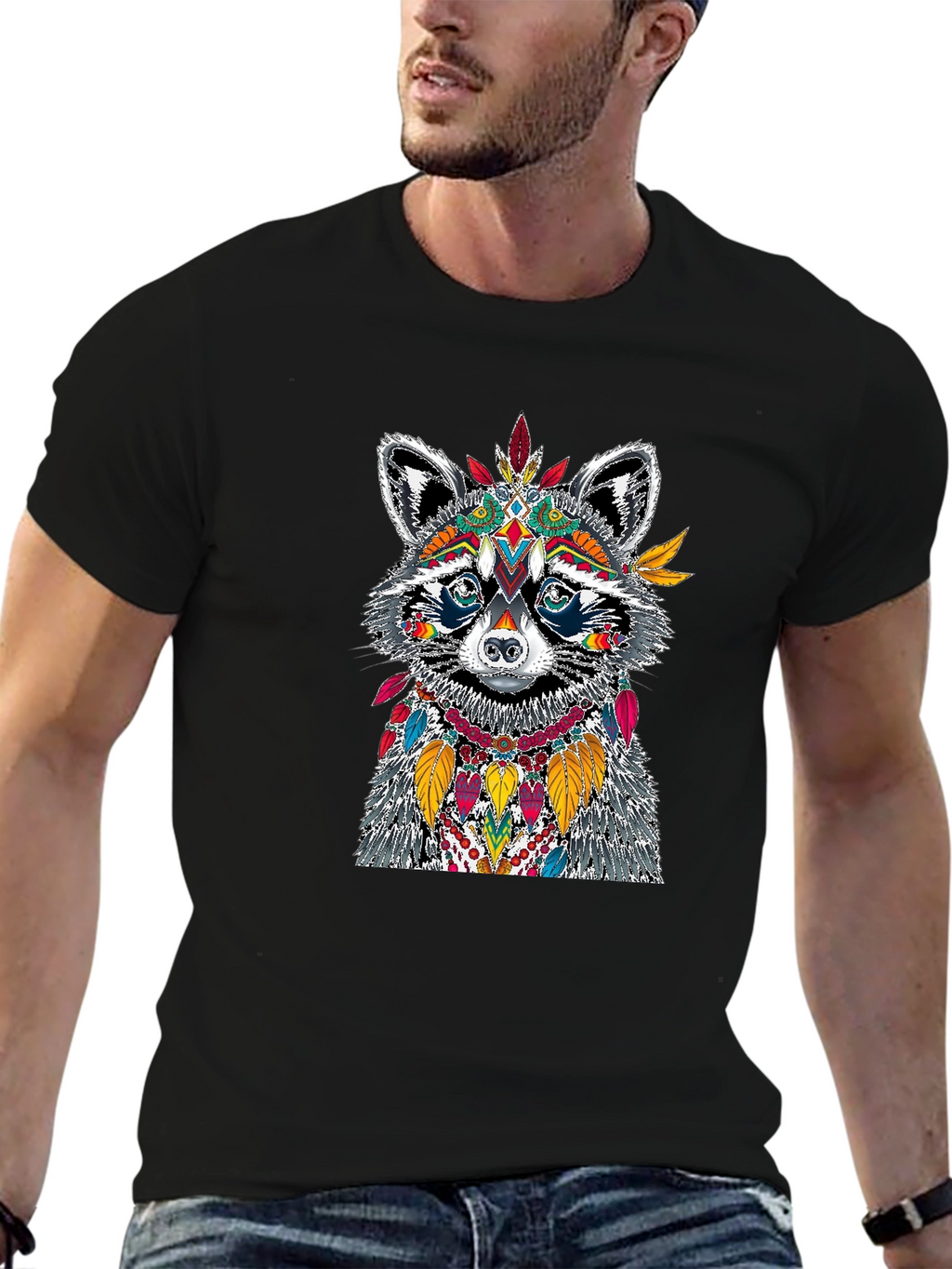 Raccoon Headdress Graphic Tee - Unique Design
