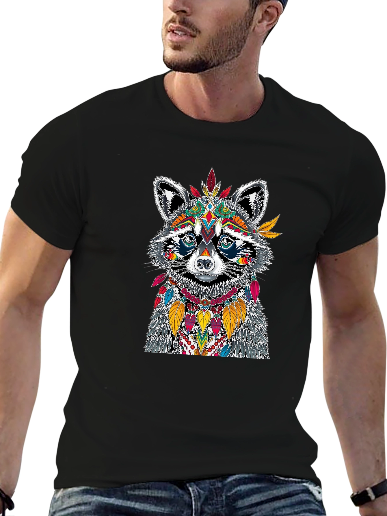 Raccoon Headdress Graphic Tee - Unique Design