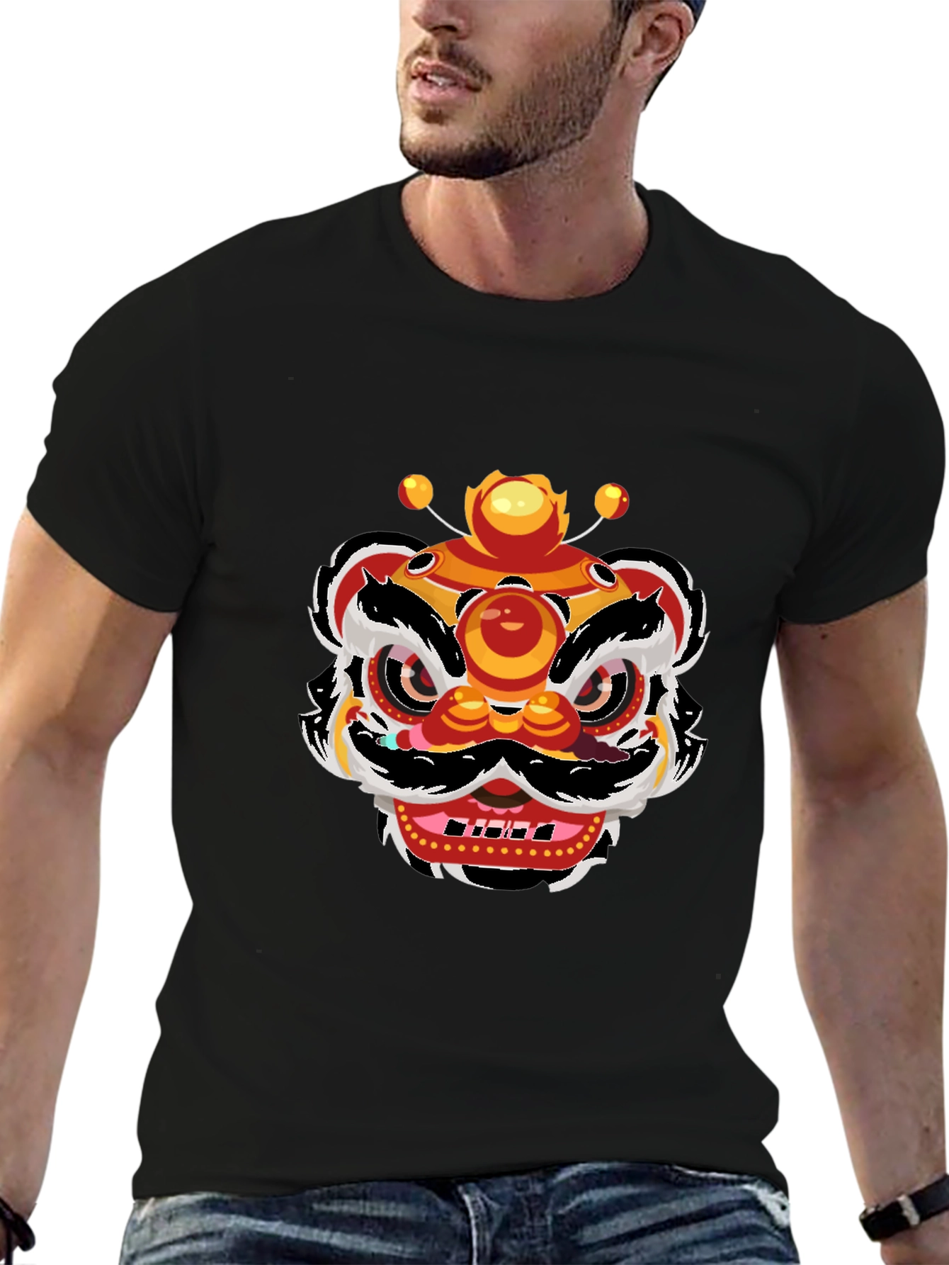Lion Dance Graphic Tee - Mens Black T-Shirt