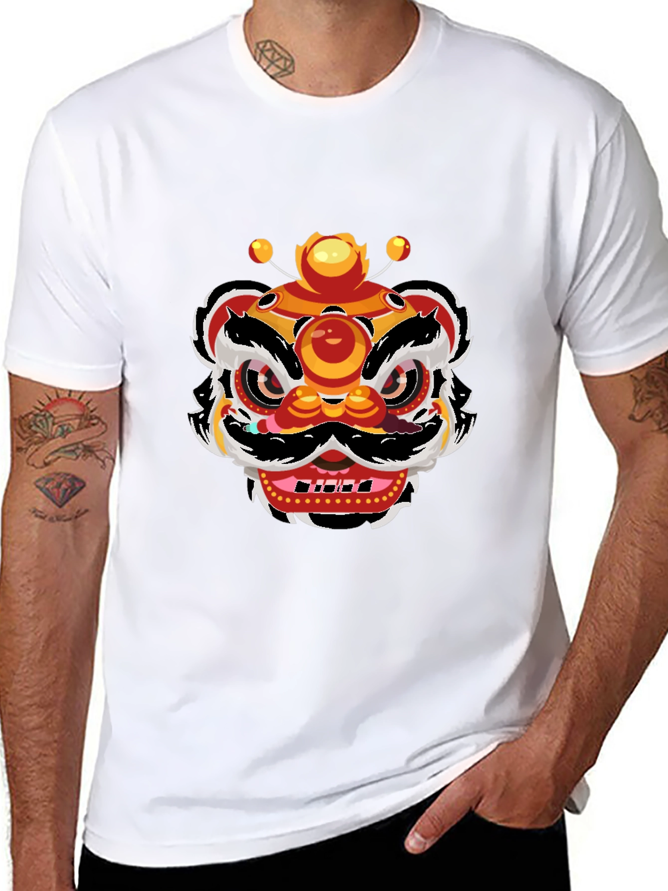 Lion Dance Graphic Tee - Mens Black T-Shirt