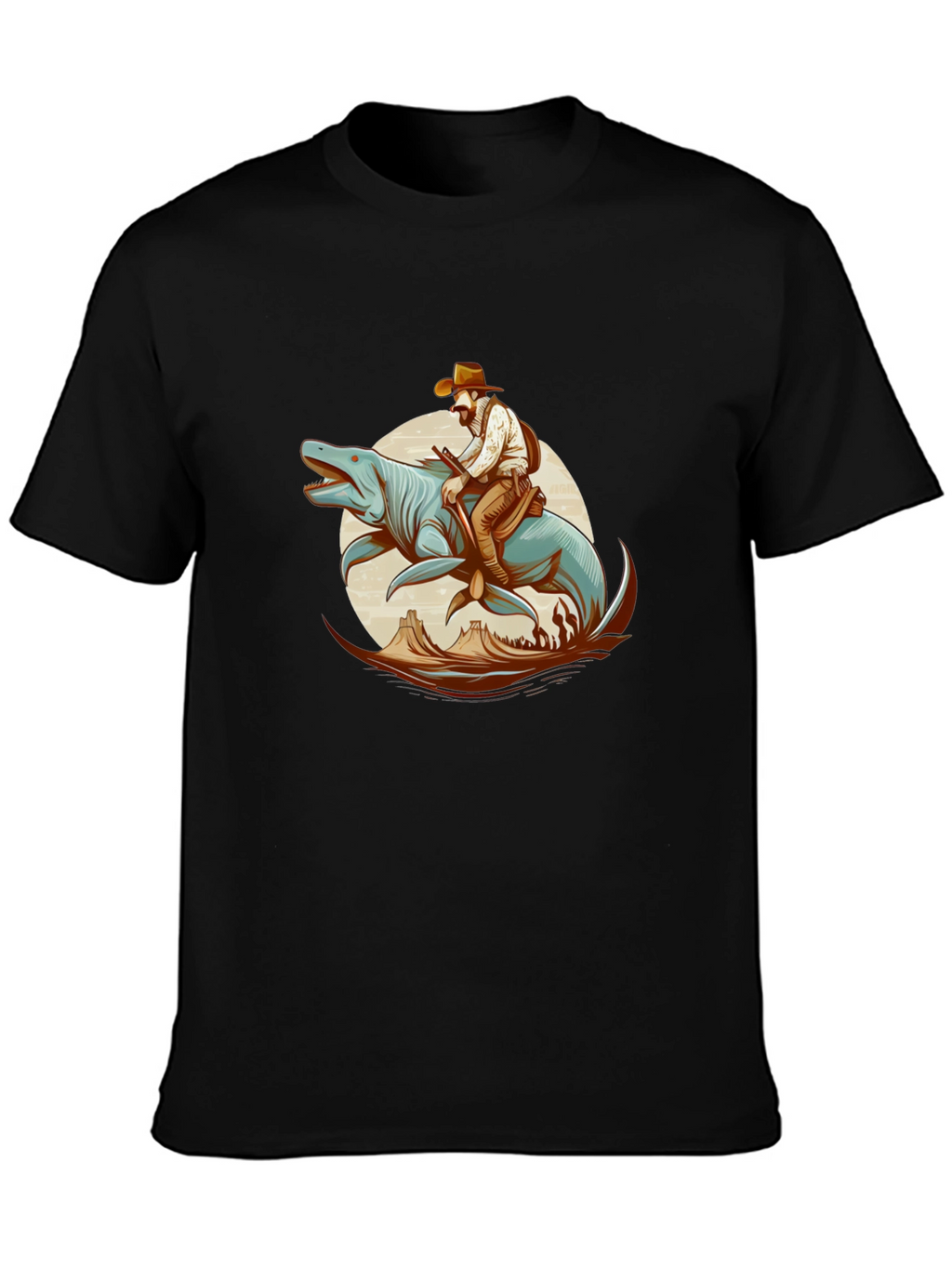 Cowboy Riding Sea Creature Graphic T-Shirt