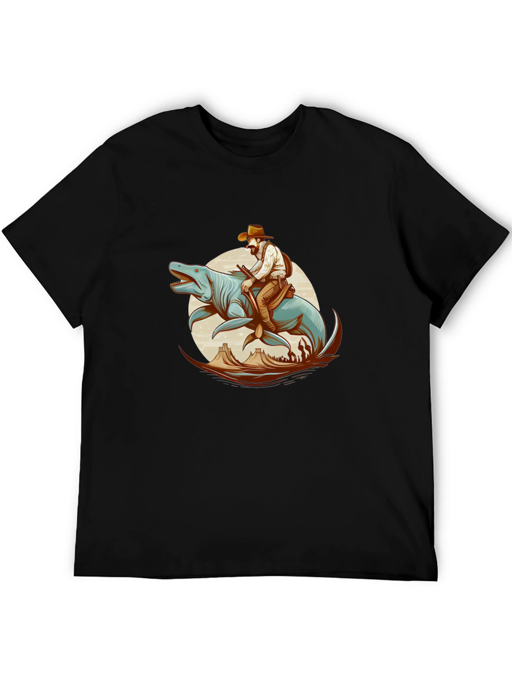 Cowboy Riding Sea Creature Graphic T-Shirt