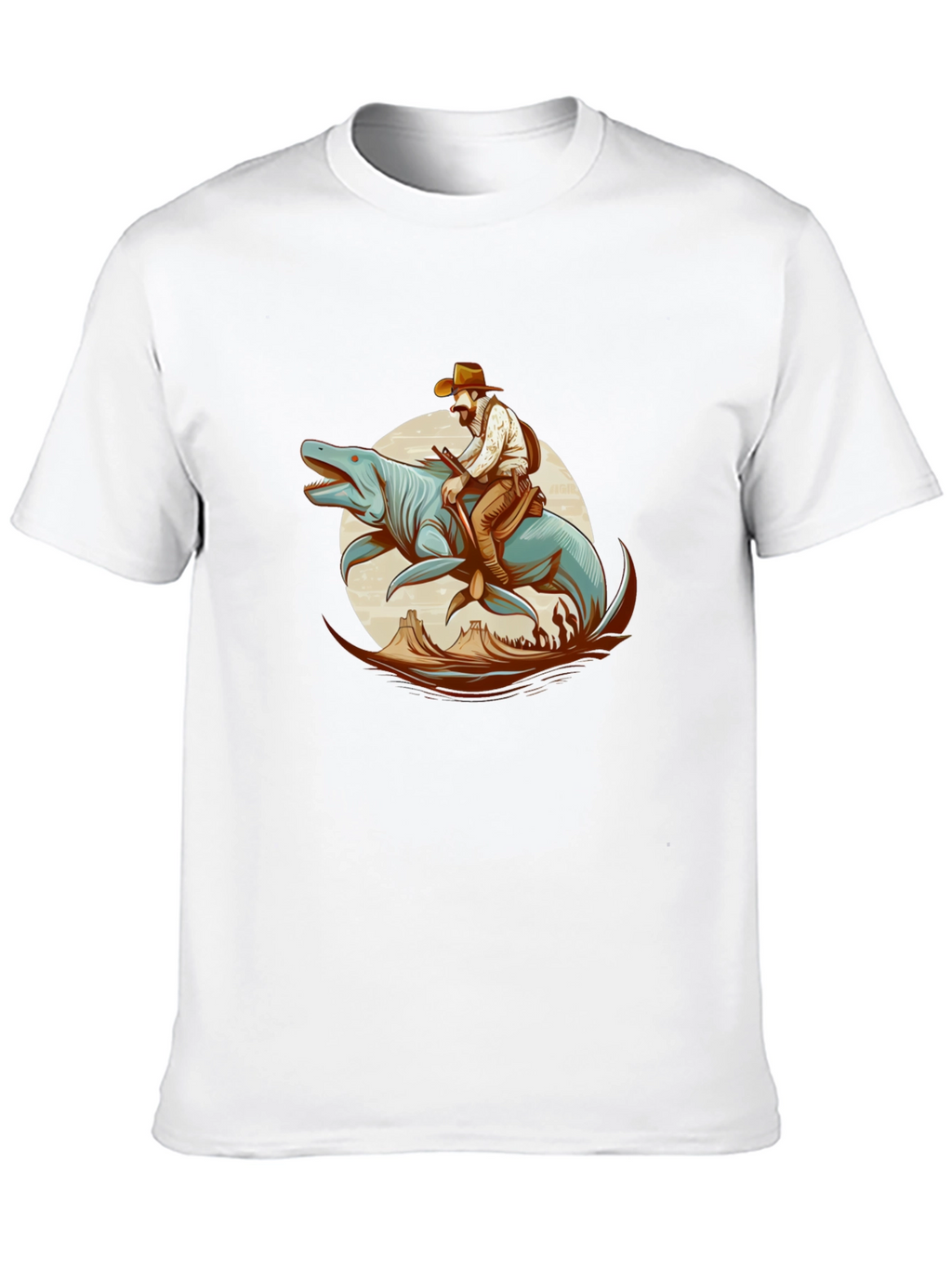 Cowboy Riding Sea Creature Graphic T-Shirt