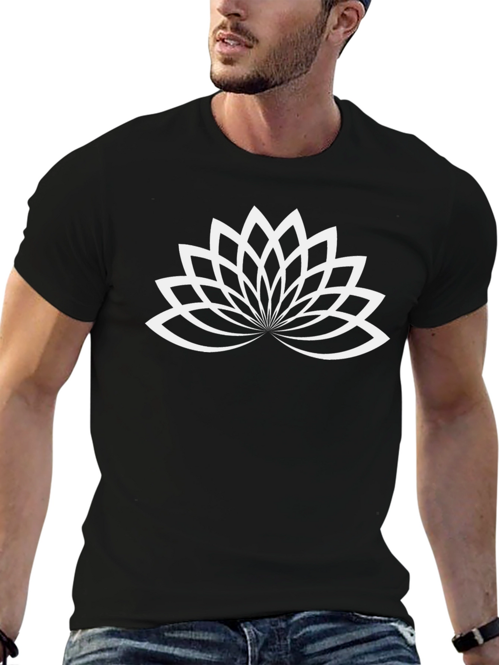 Lotus Flower Graphic Black T-Shirt