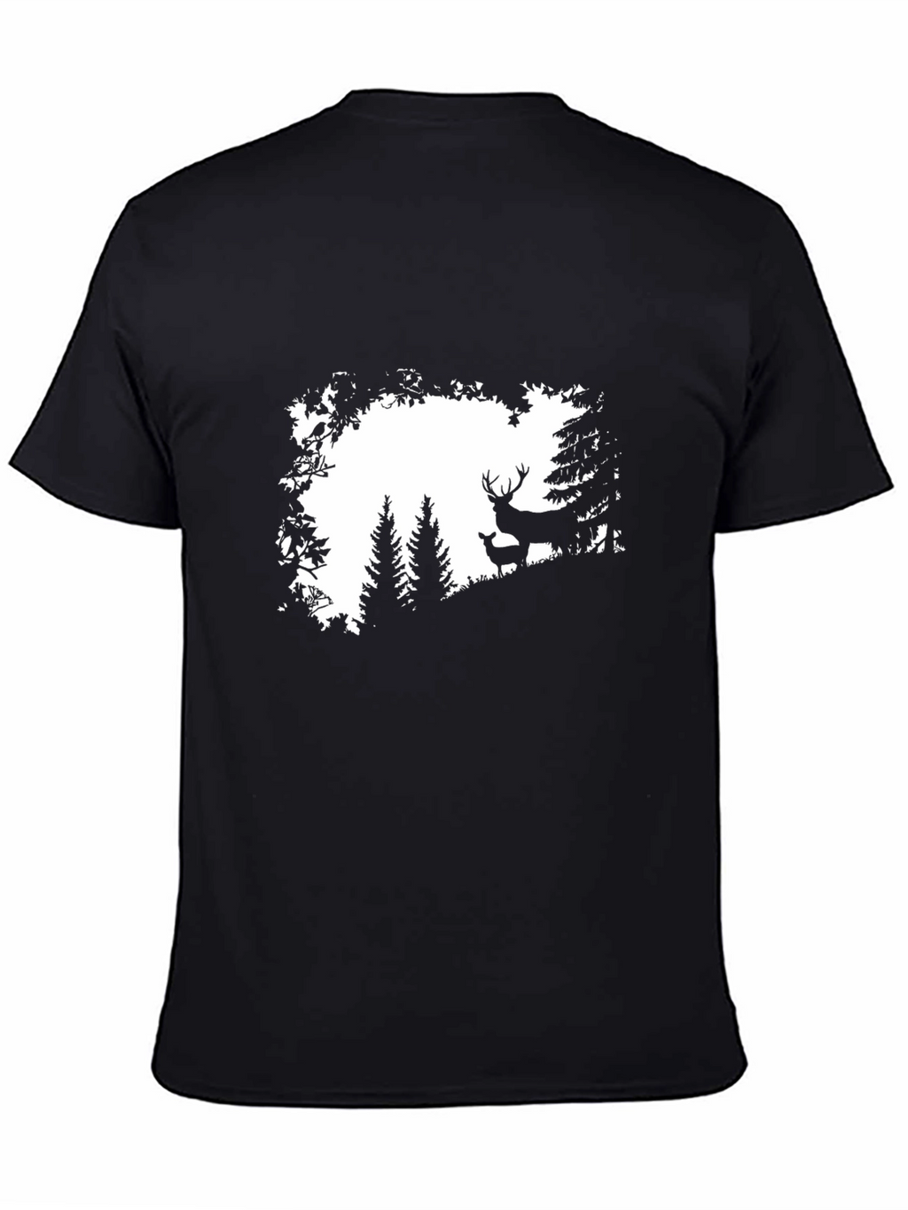 Deer Silhouette Graphic Black T-Shirt