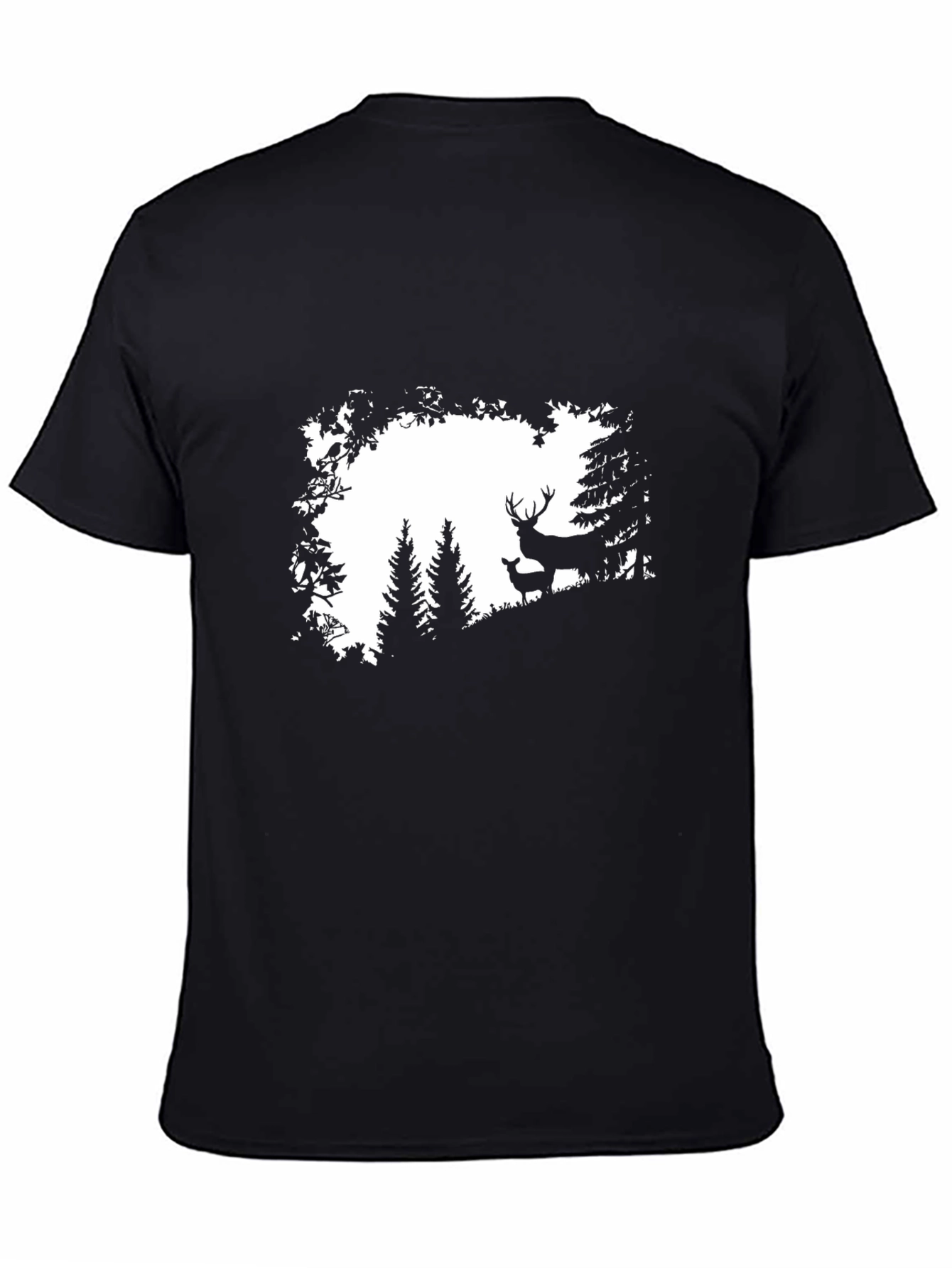 Deer Silhouette Graphic Black T-Shirt