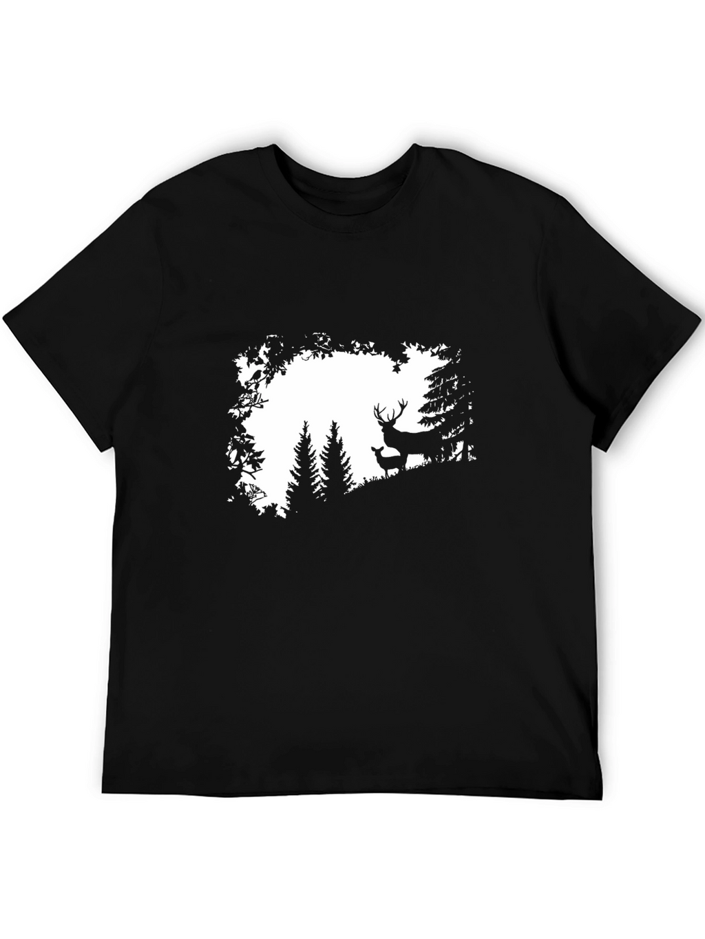 Deer Silhouette Graphic Black T-Shirt