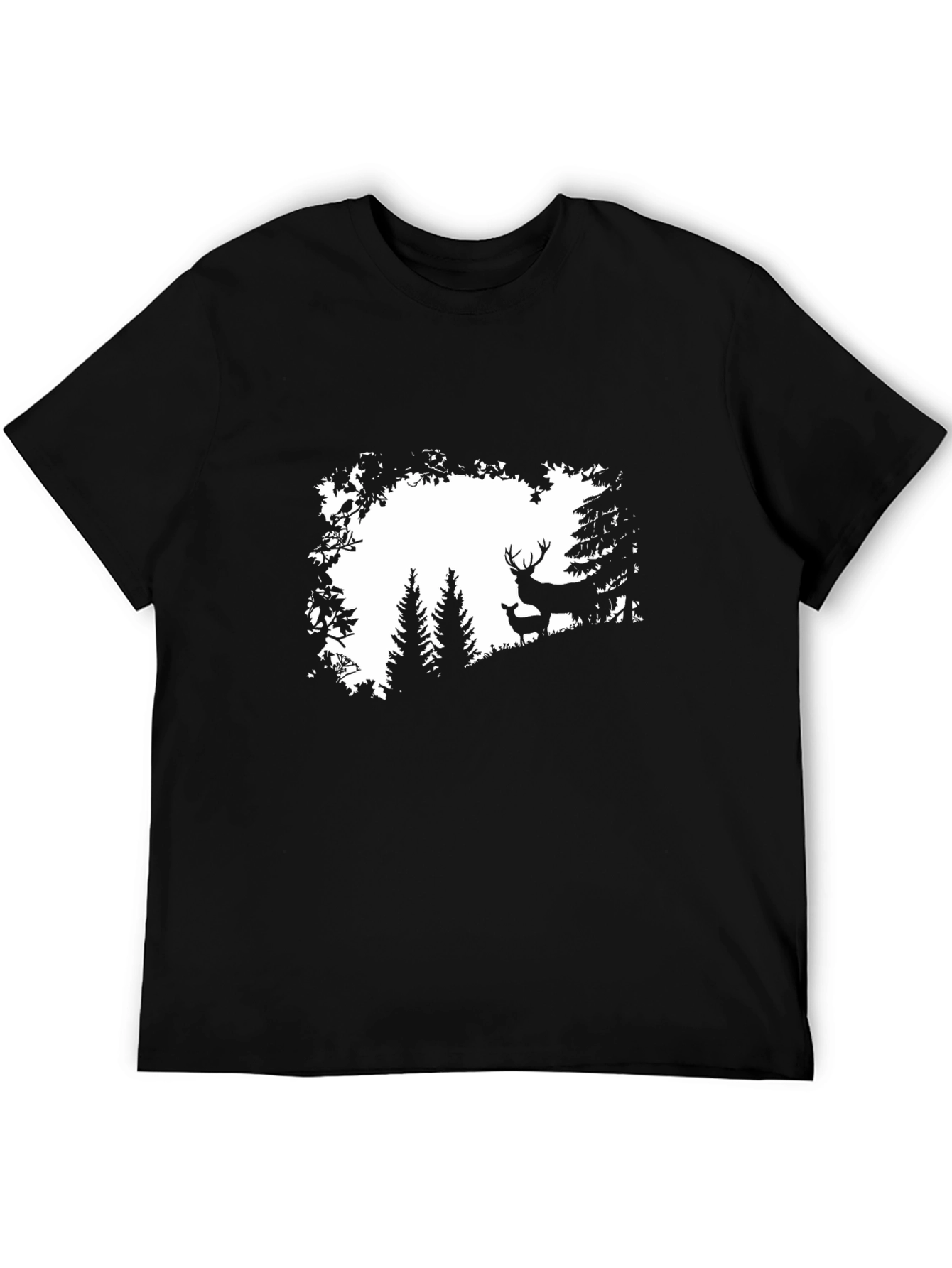 Deer Silhouette Graphic Black T-Shirt