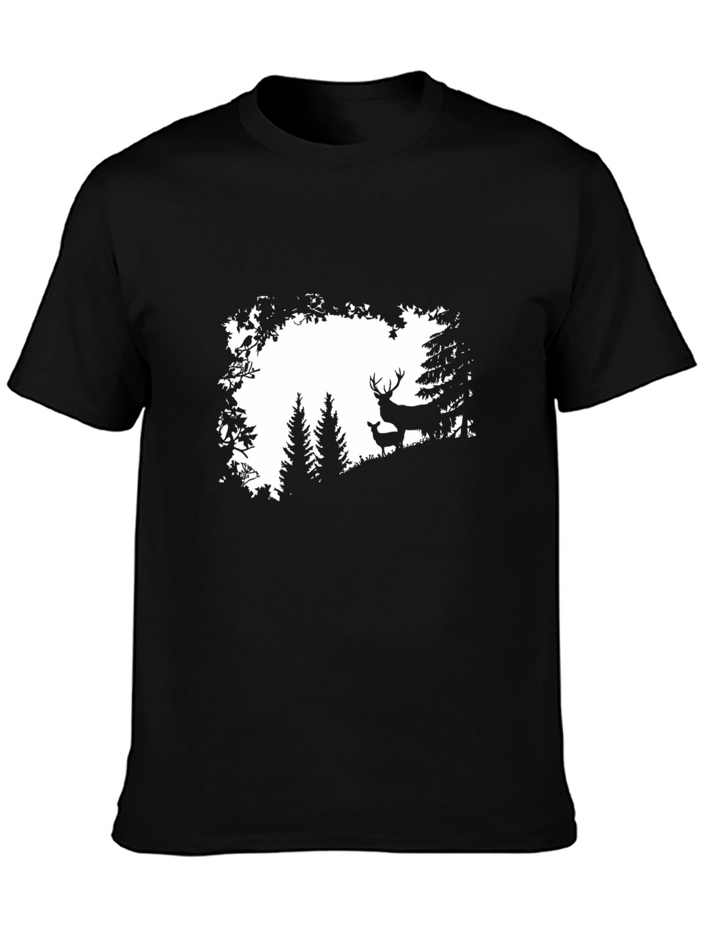 Deer Silhouette Graphic Black T-Shirt