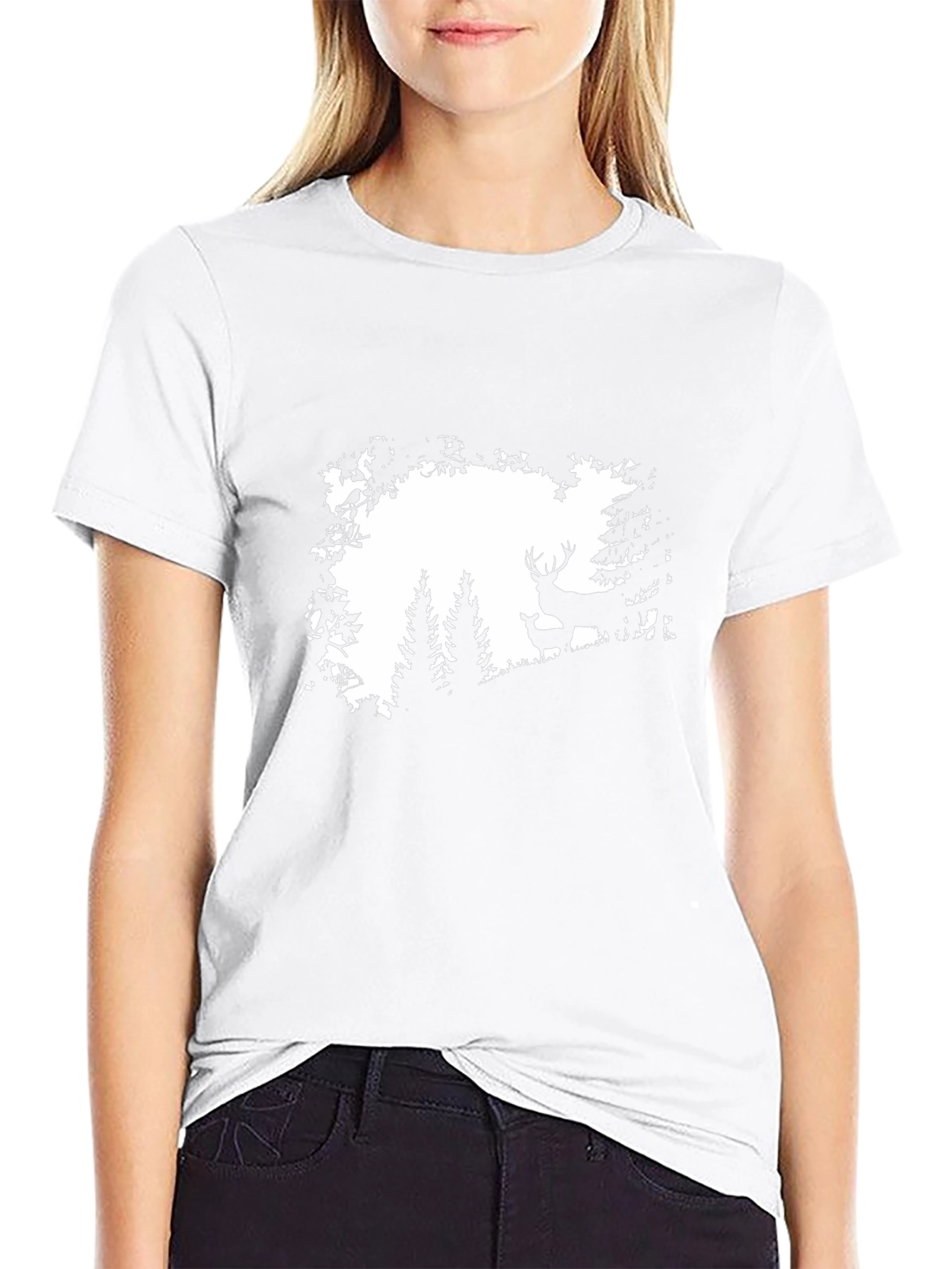 Deer Silhouette Graphic Black T-Shirt