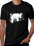 Deer Silhouette Graphic Black T-Shirt