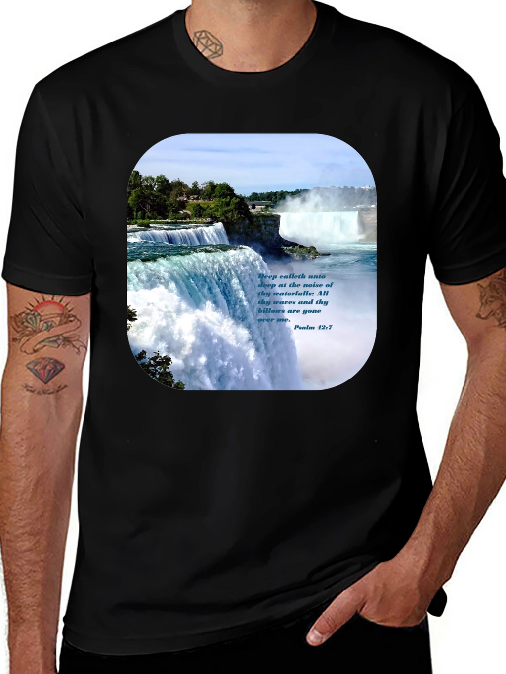 Waterfall Graphic T-Shirt with Psalm Quote