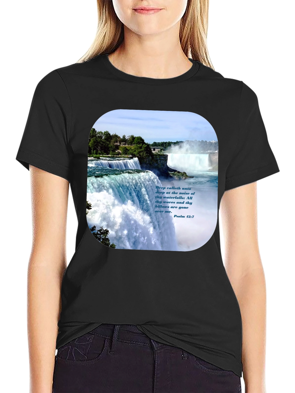 Waterfall Graphic T-Shirt with Psalm Quote