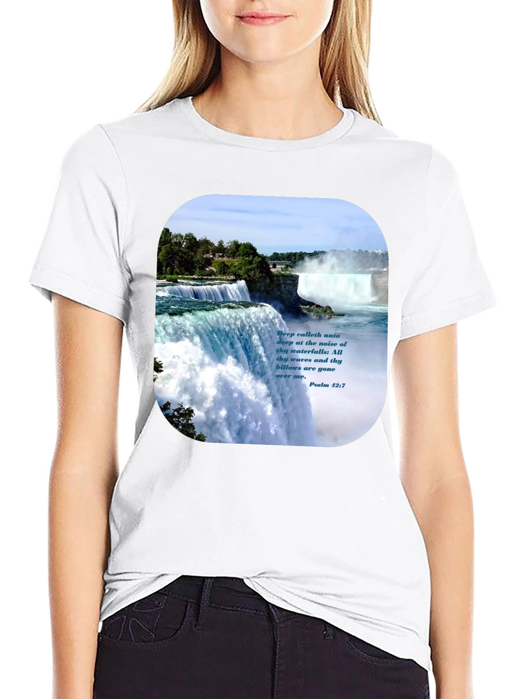 Waterfall Graphic T-Shirt with Psalm Quote