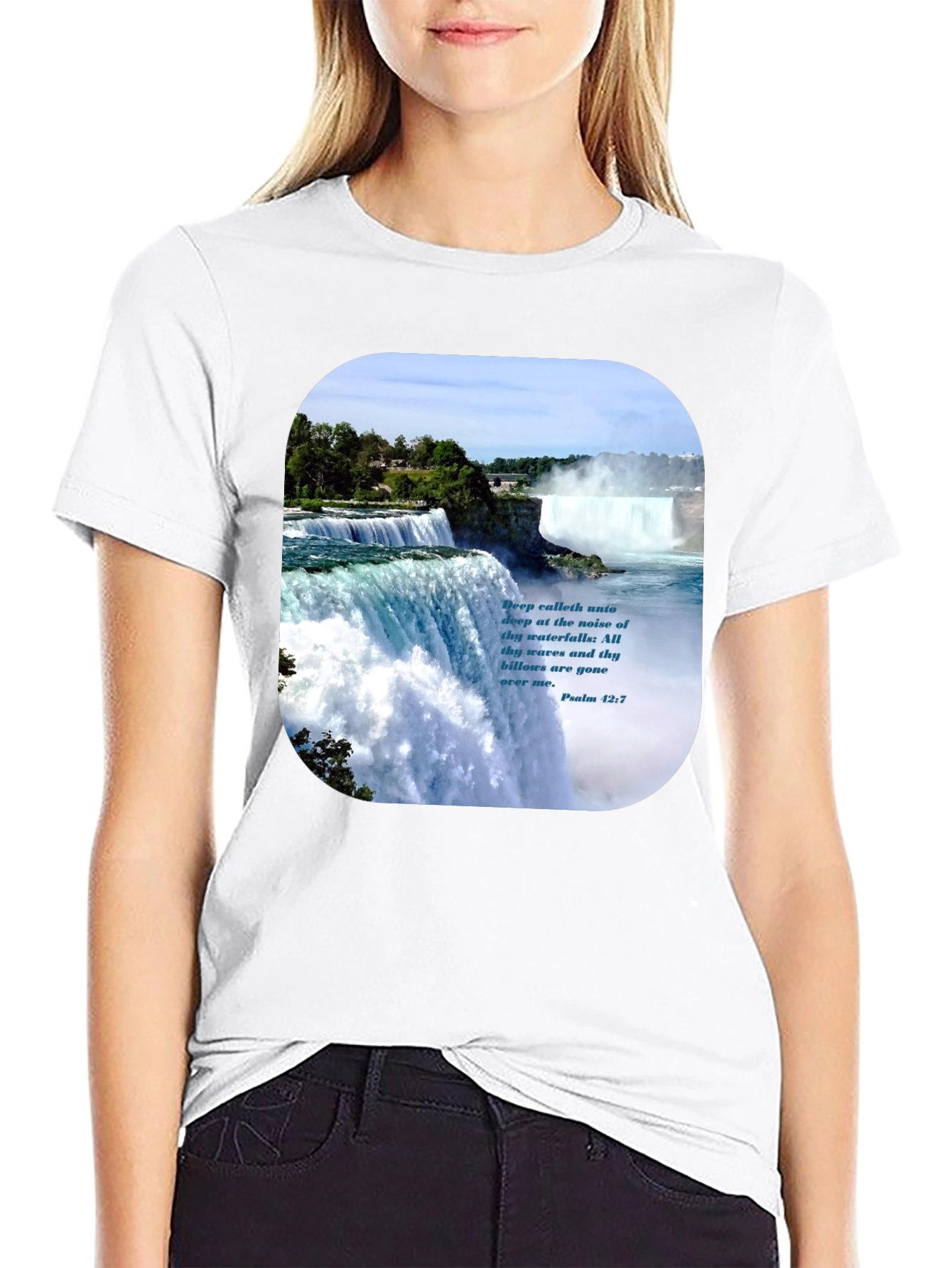 Waterfall Graphic T-Shirt with Psalm Quote