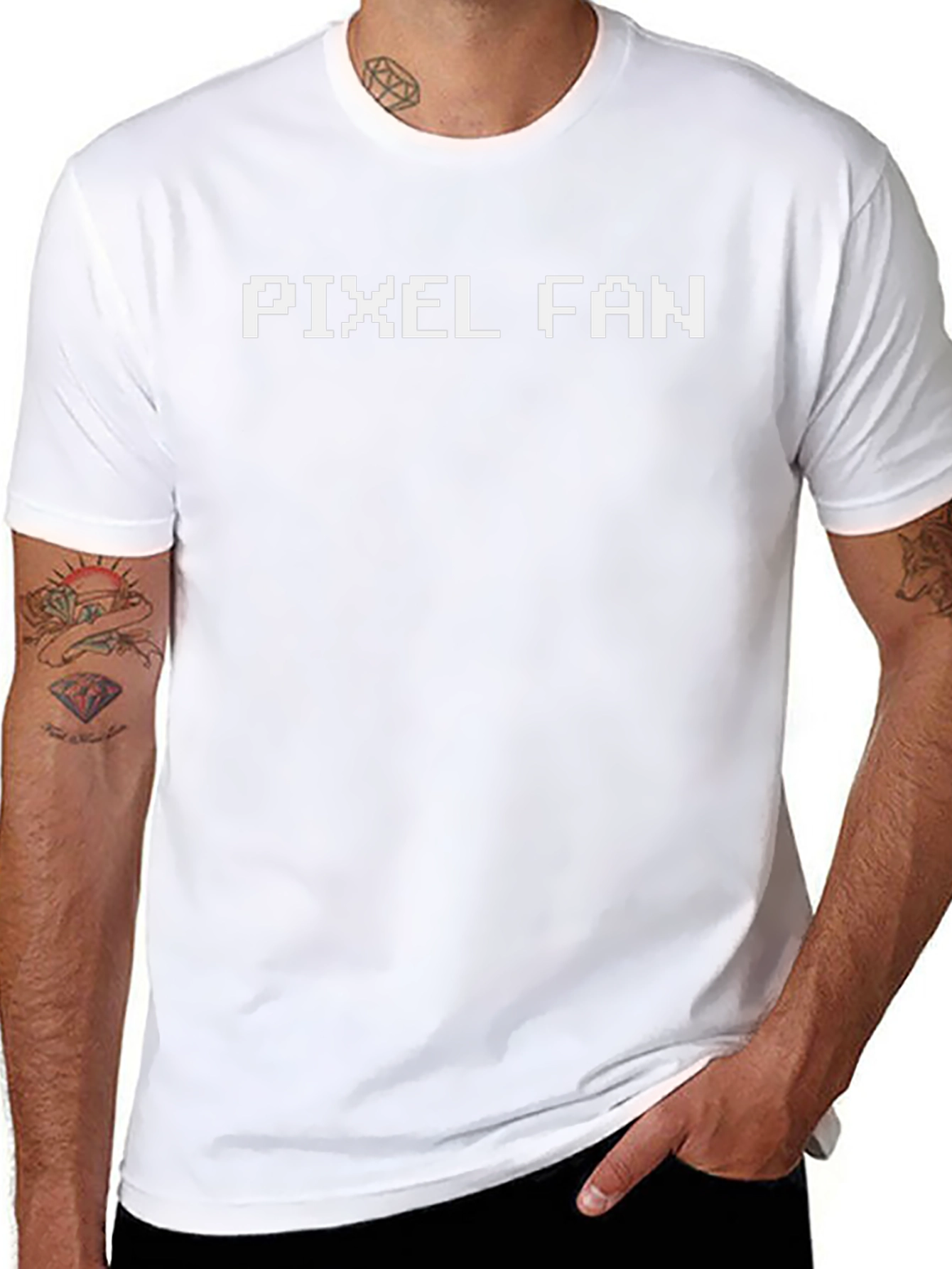 Pixel Fan Graphic Tee - Black Crew Neck T-Shirt