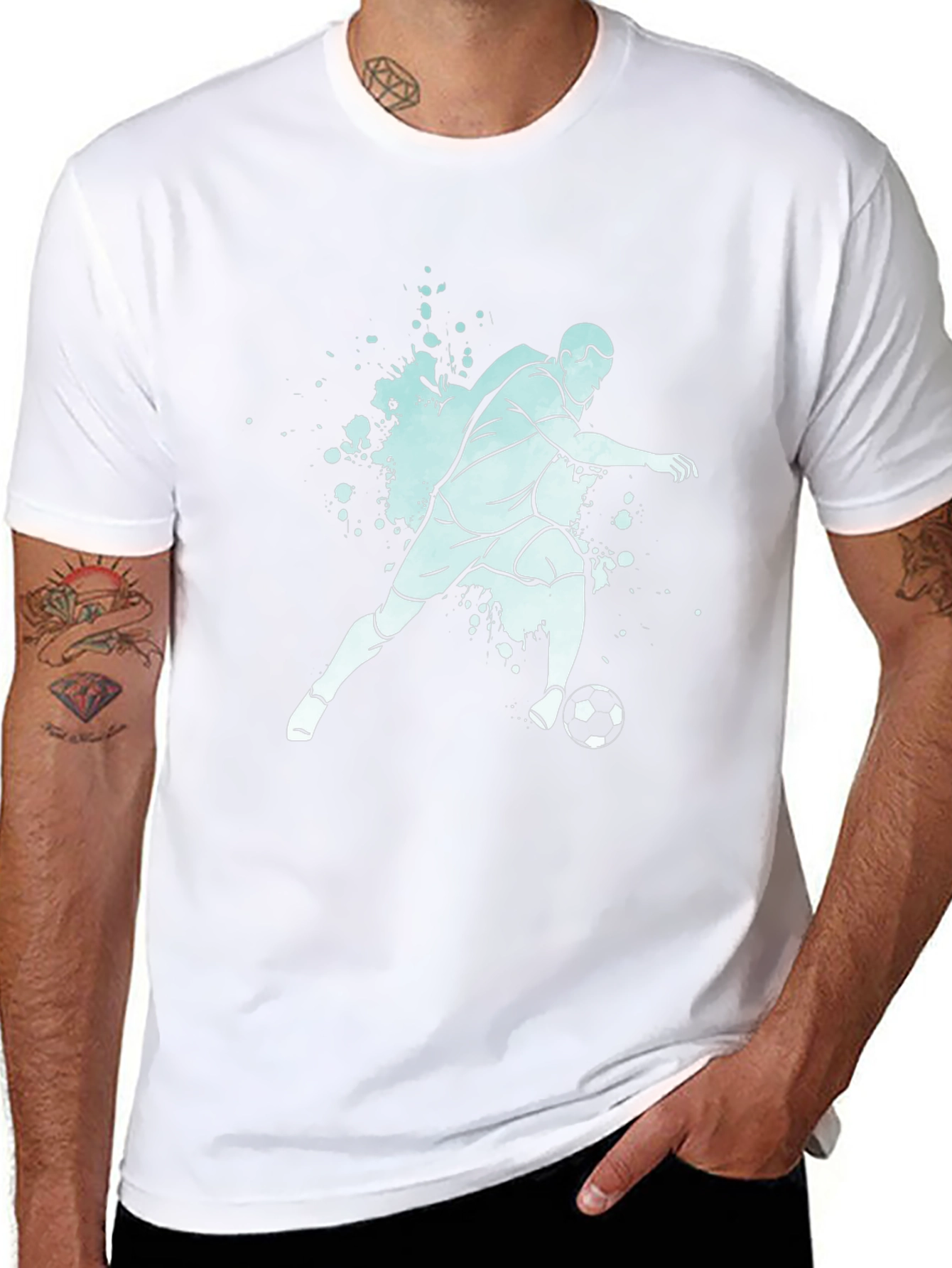 Soccer Player Graphic Tee - Black Casual T-Shirt