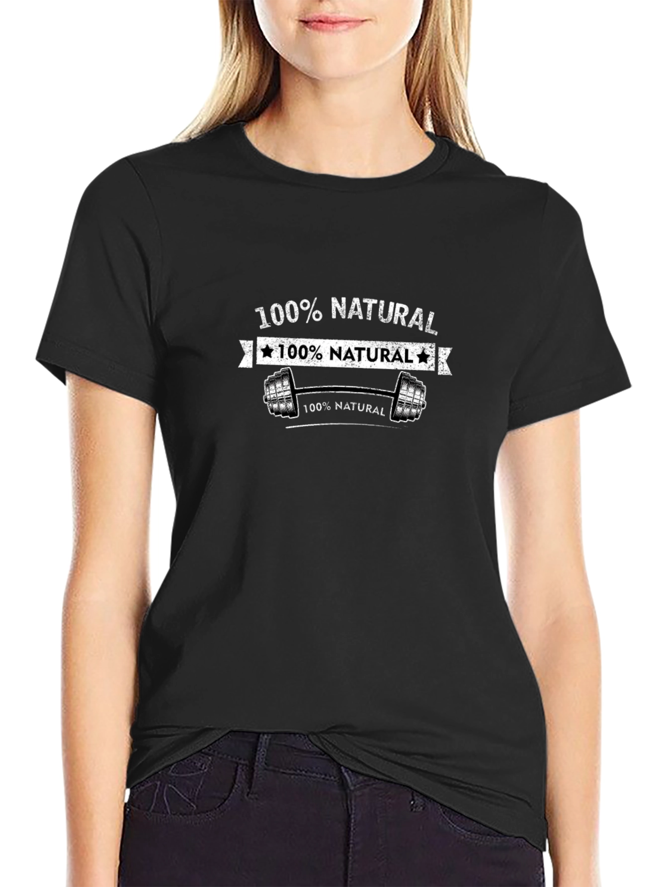 100% Natural Graphic T-Shirt - Black Cotton Tee