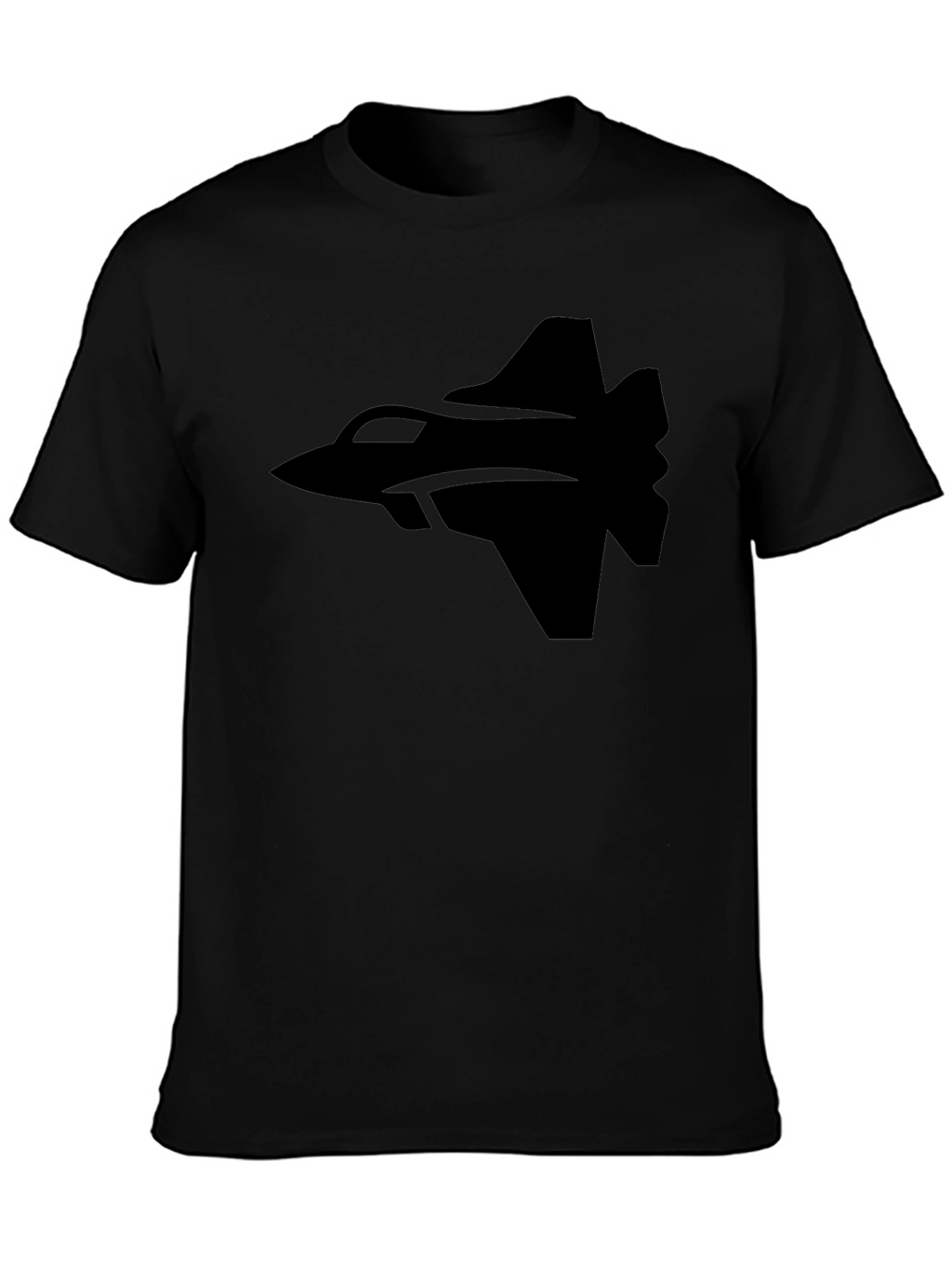 Fighter Jet Graphic Tee - Black Cotton T-Shirt