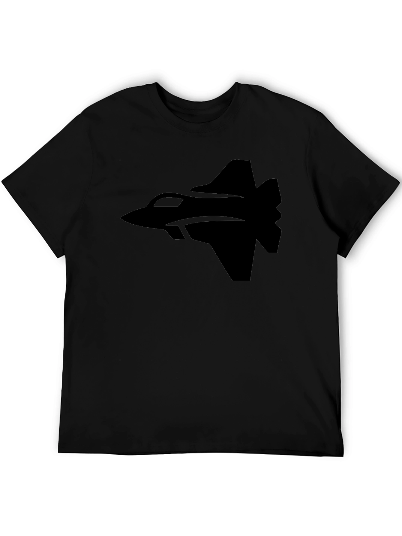 Fighter Jet Graphic Tee - Black Cotton T-Shirt