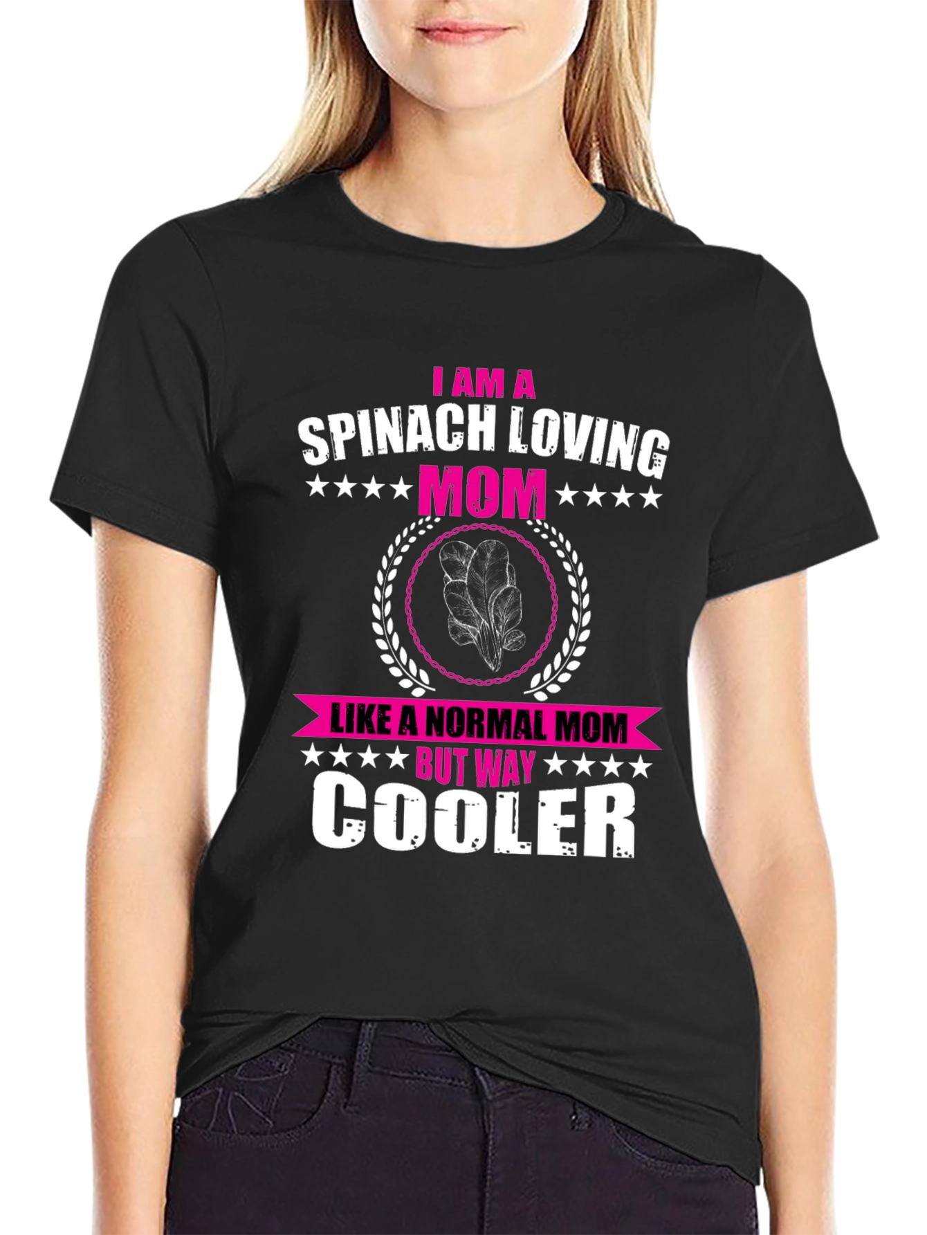 Spinach Loving Mom Novelty Graphic T-Shirt