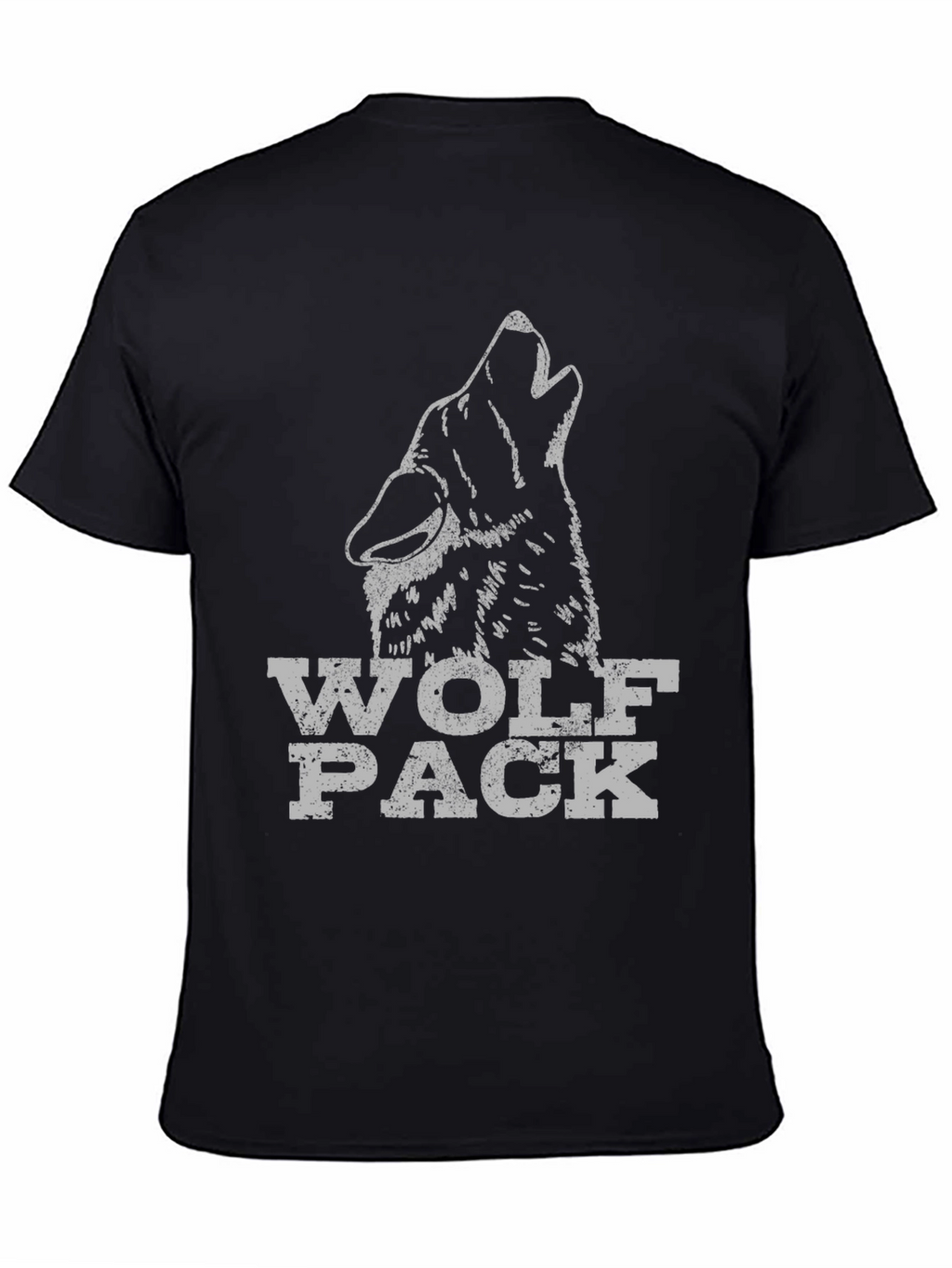Wolf Pack Graphic Tee - Black Cotton T-Shirt
