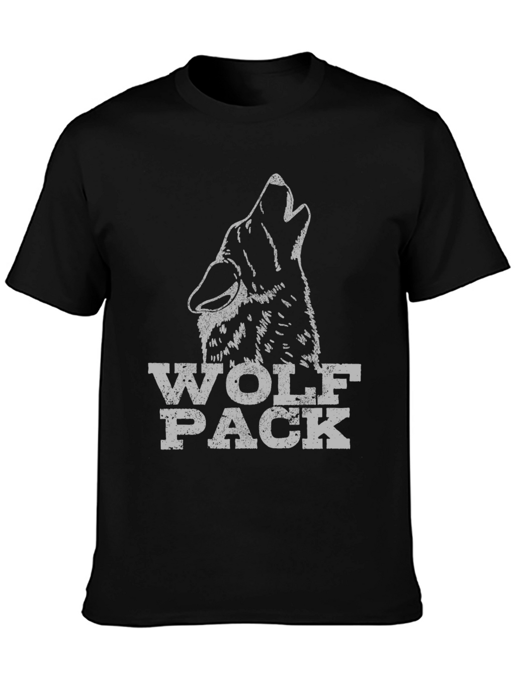 Wolf Pack Graphic Tee - Black Cotton T-Shirt