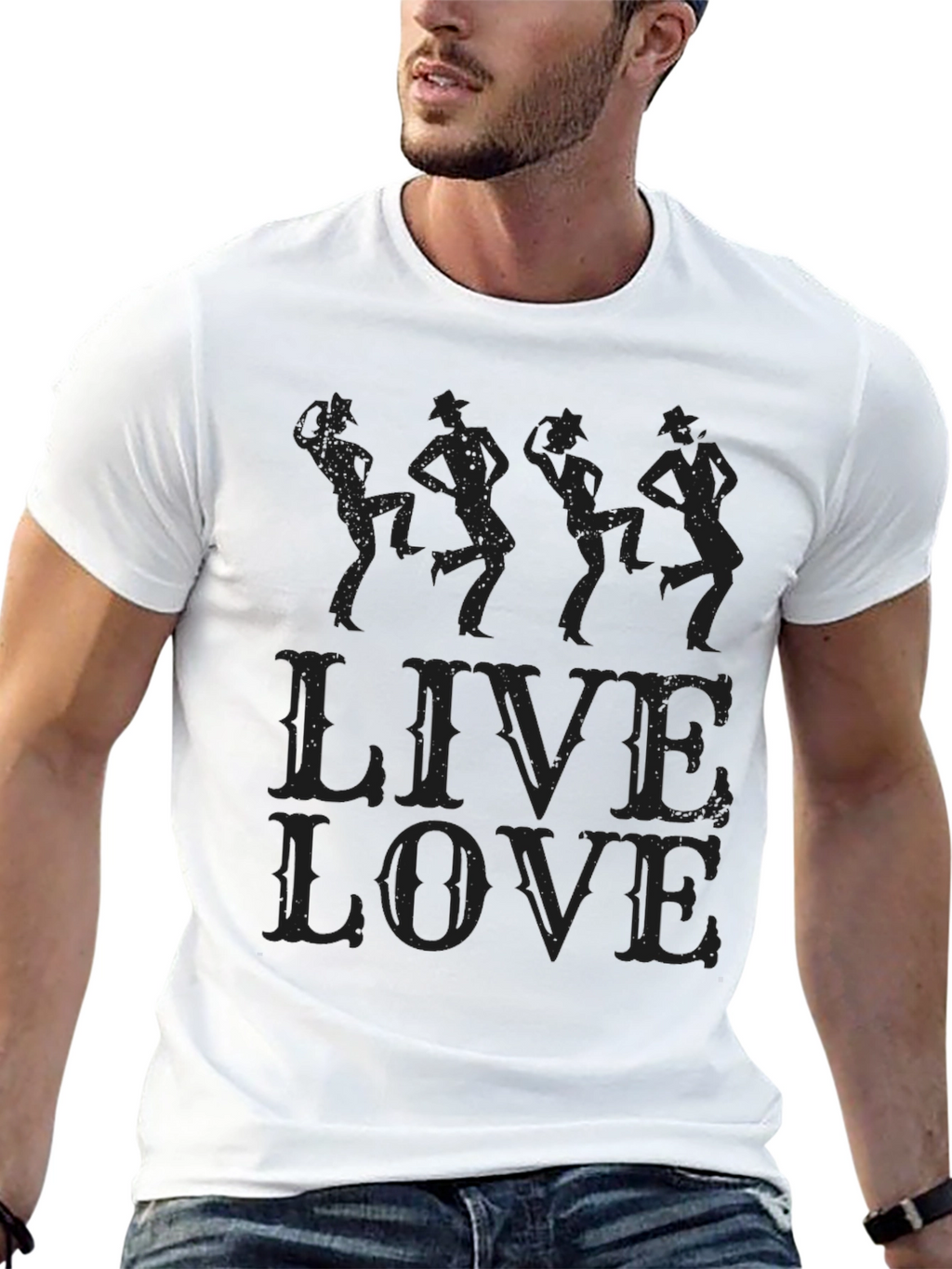 Mens Black Live Love Graphic T-Shirt