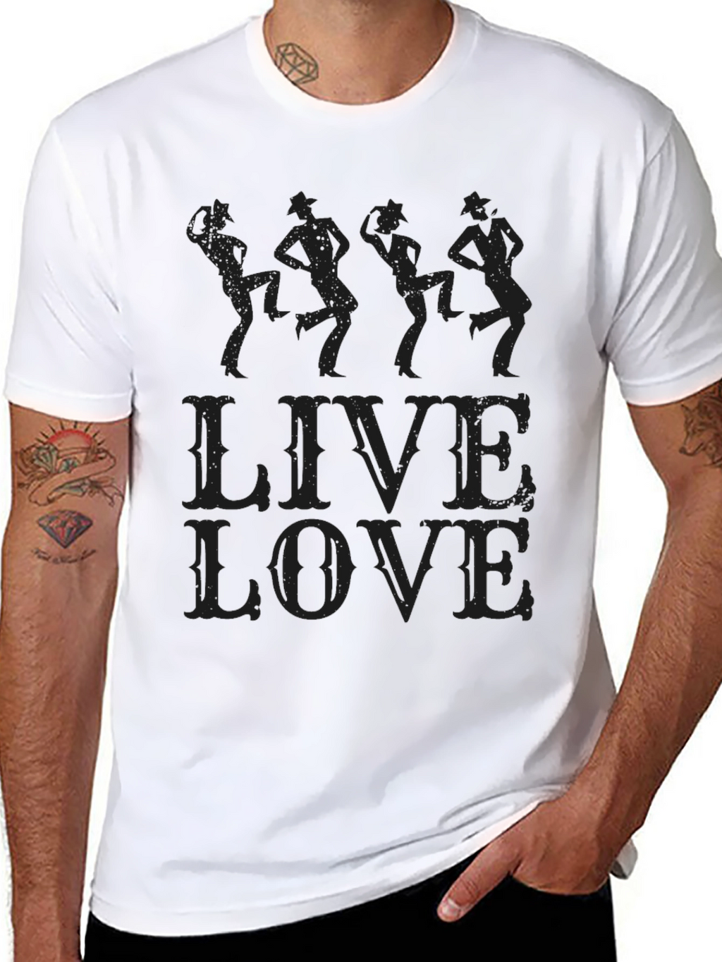 Mens Black Live Love Graphic T-Shirt