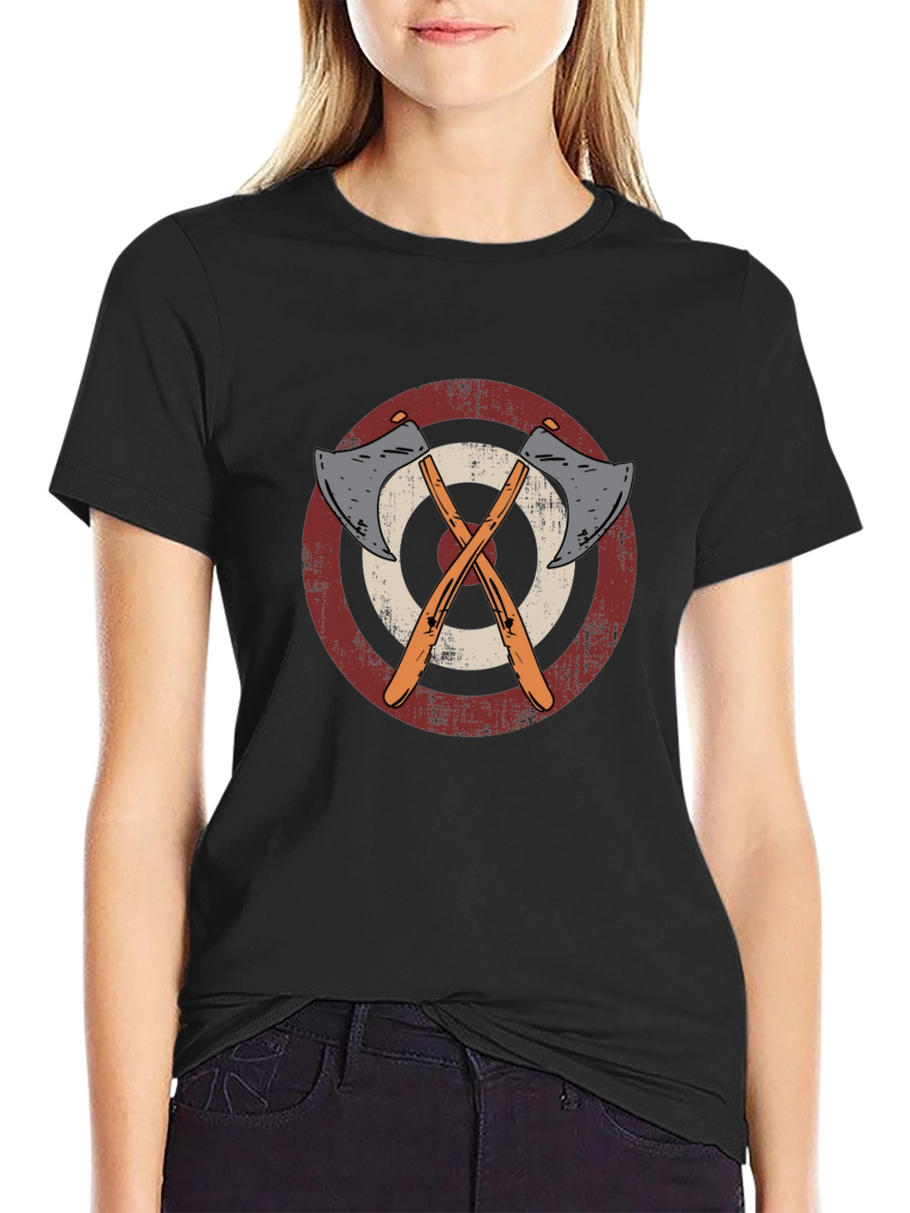 Axe Throwing Target Graphic Tee - Black