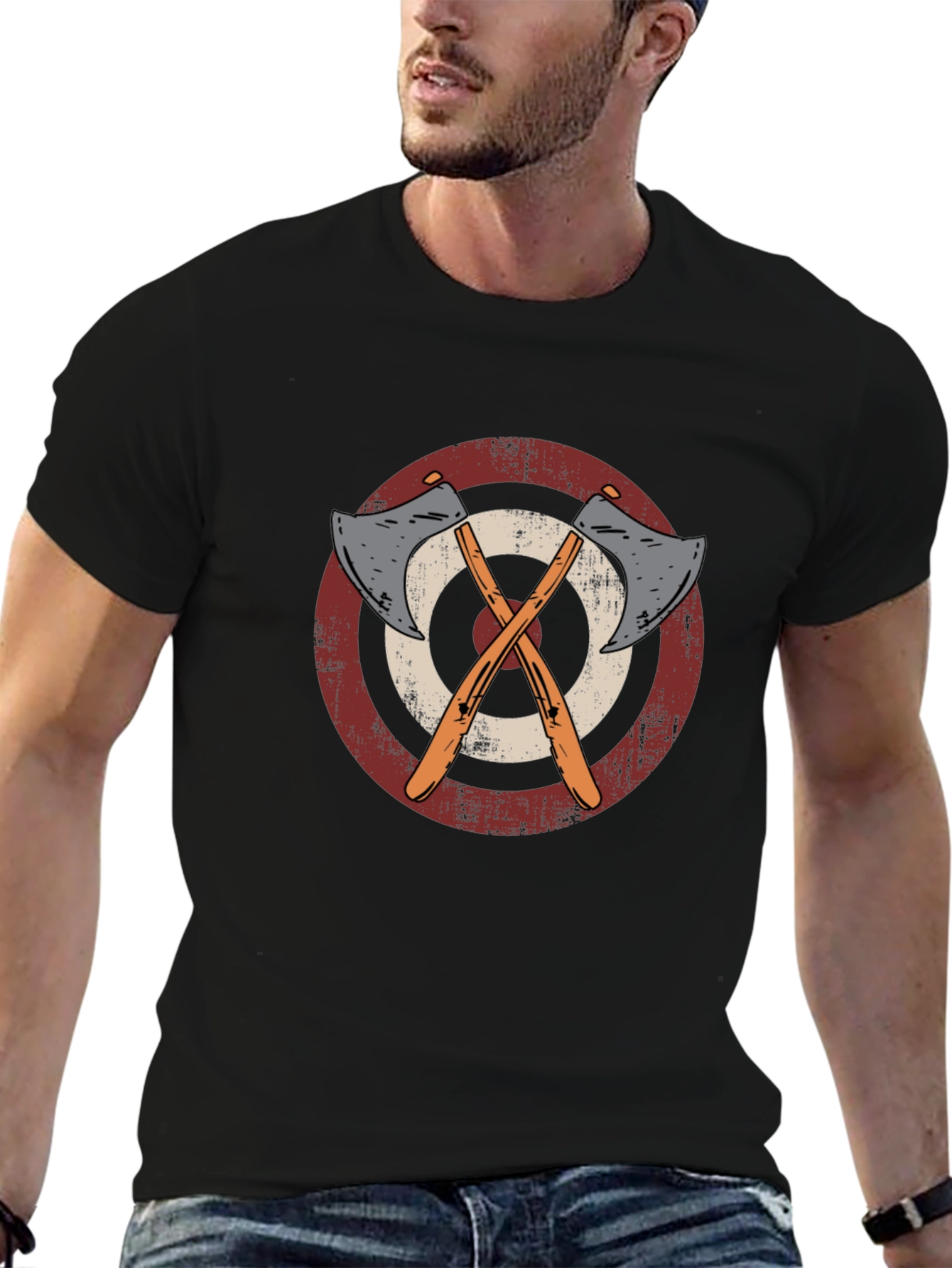 Axe Throwing Target Graphic Tee - Black