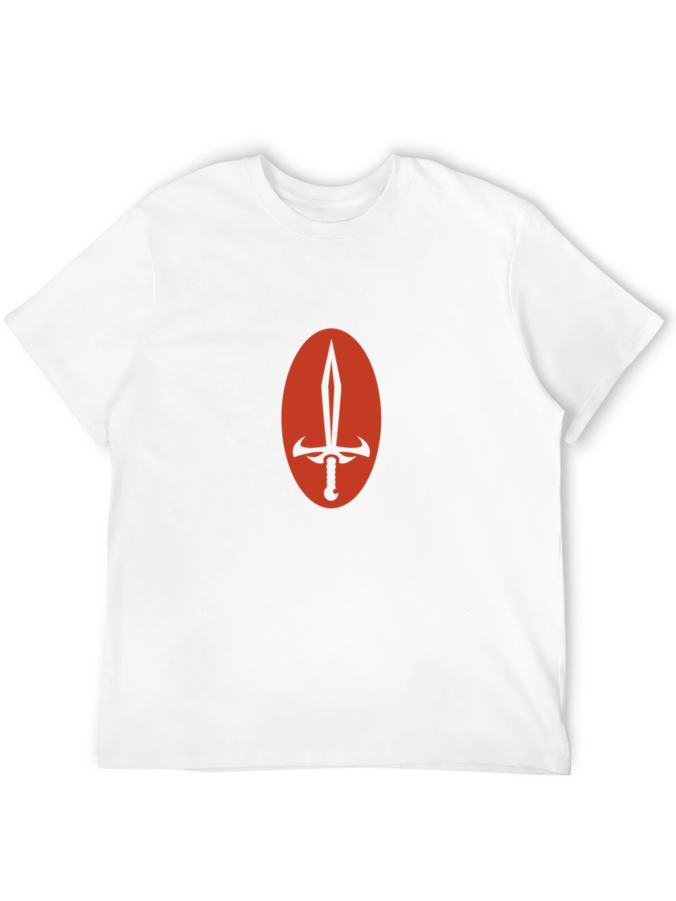 Black T-Shirt with Sword Oval Design