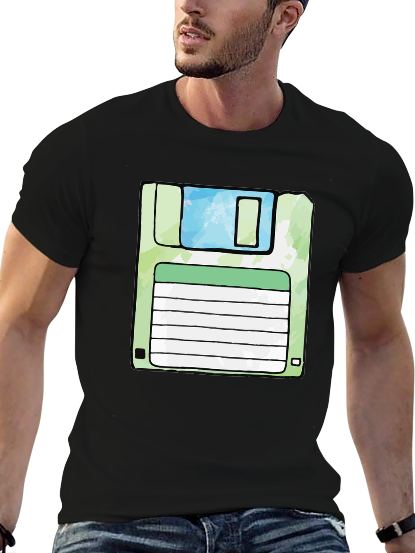 Retro Floppy Disk Graphic Tee - Cool Vintage Style T-Shirt