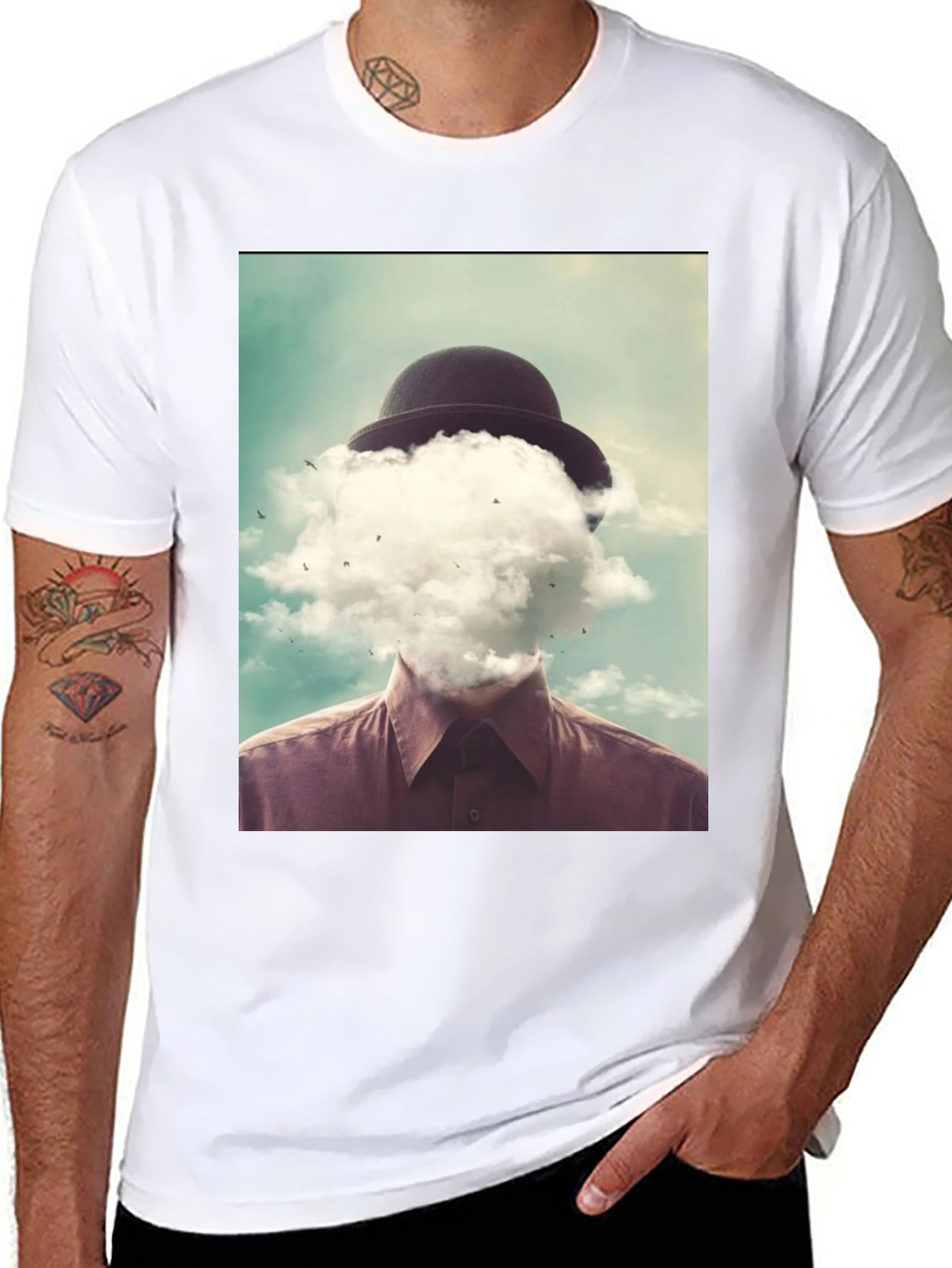 Surreal Cloud Head Graphic T-Shirt