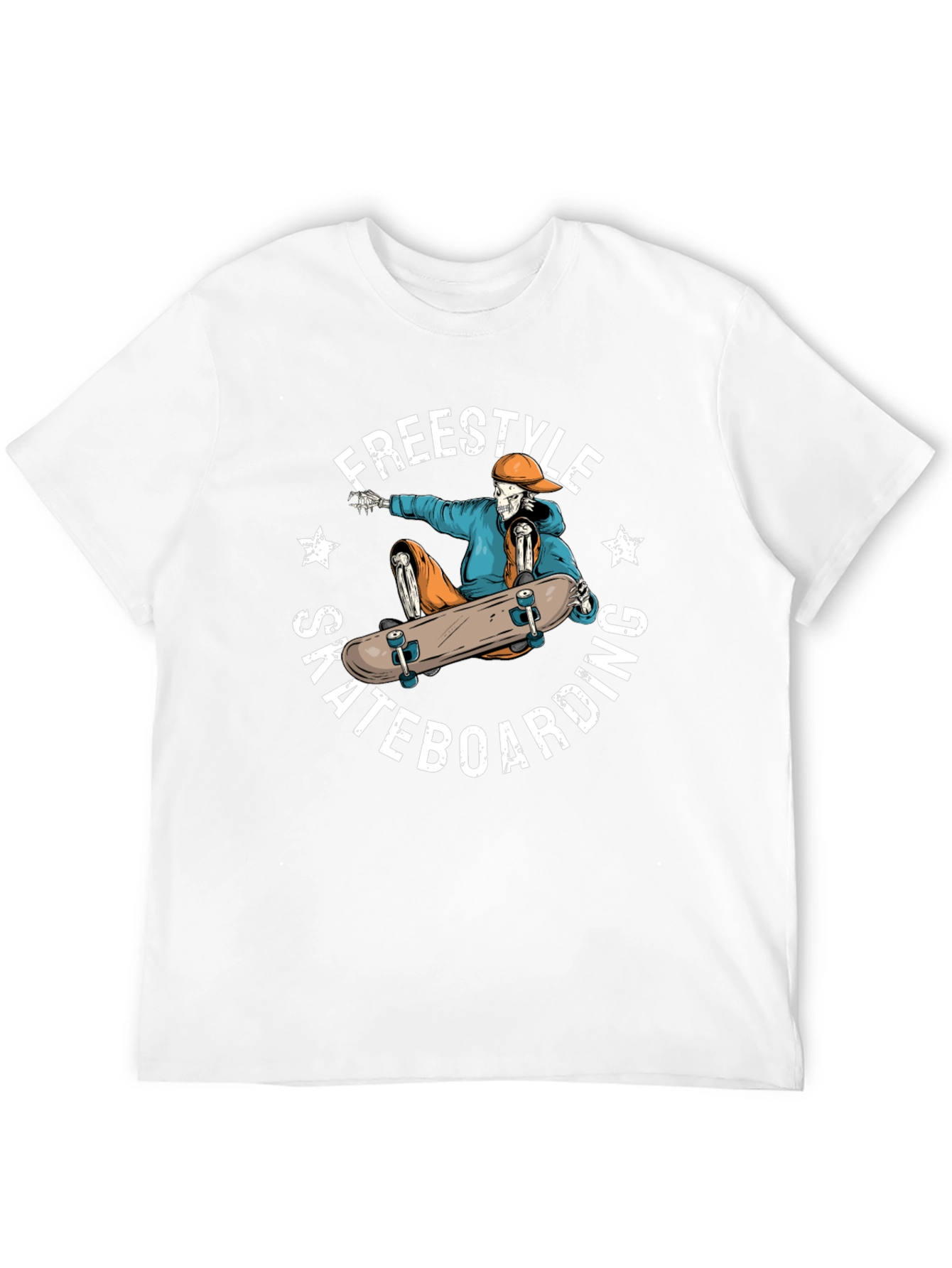 Freestyle Skateboarding Skeleton Graphic Tee