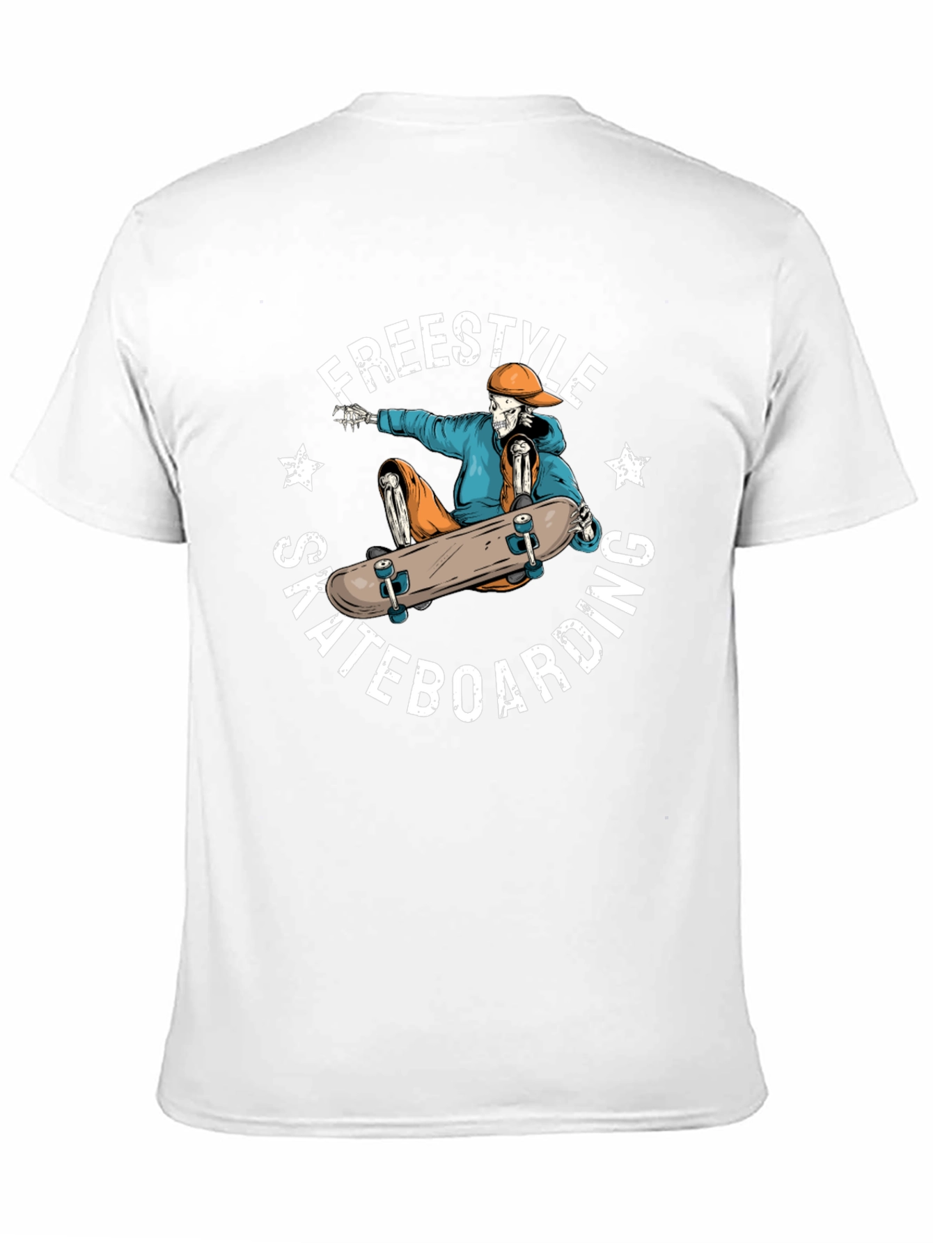 Freestyle Skateboarding Skeleton Graphic Tee