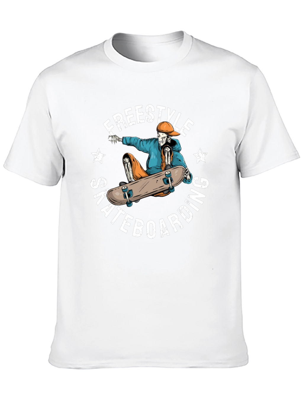 Freestyle Skateboarding Skeleton Graphic Tee