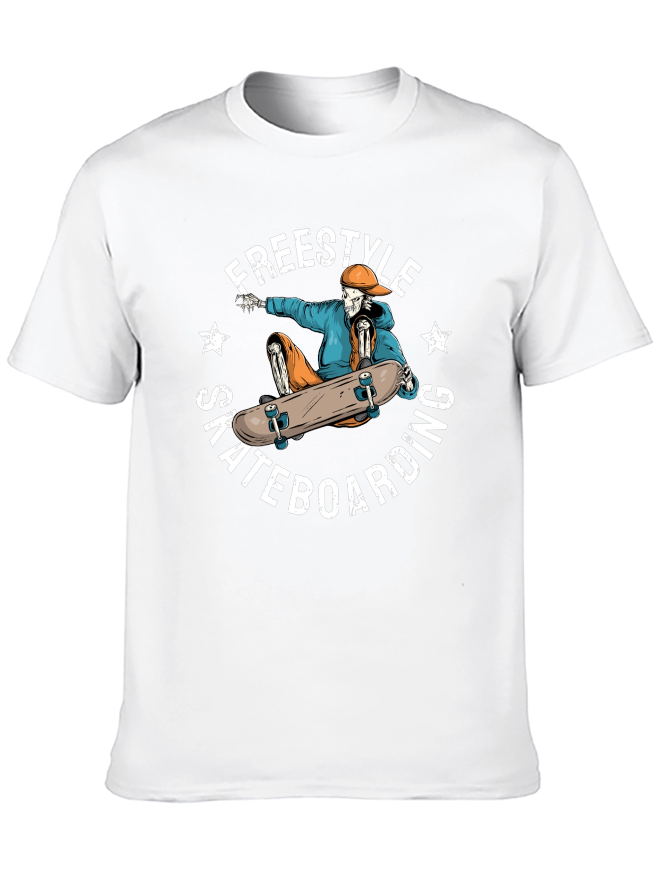 Freestyle Skateboarding Skeleton Graphic Tee
