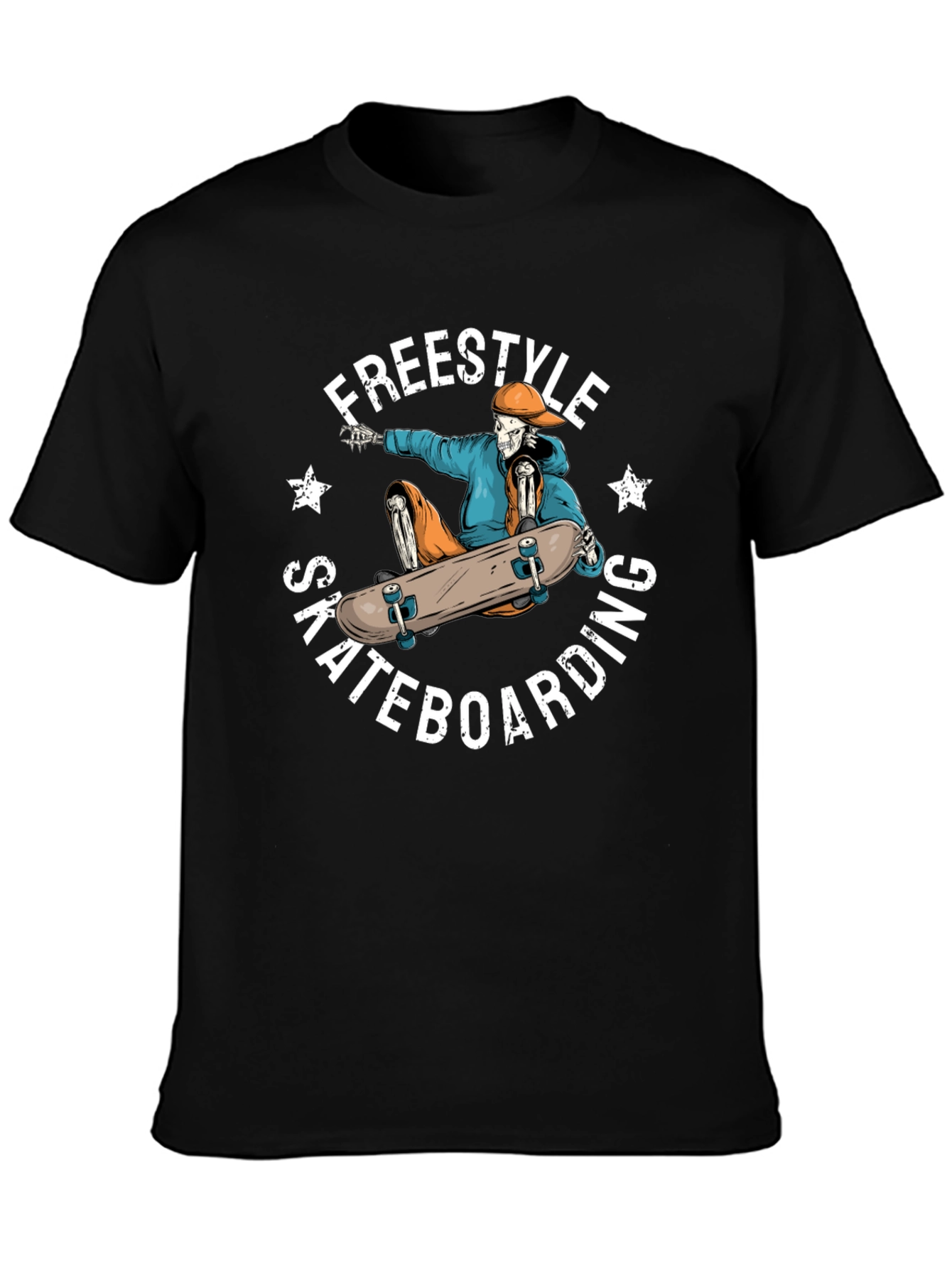 Freestyle Skateboarding Skeleton Graphic Tee