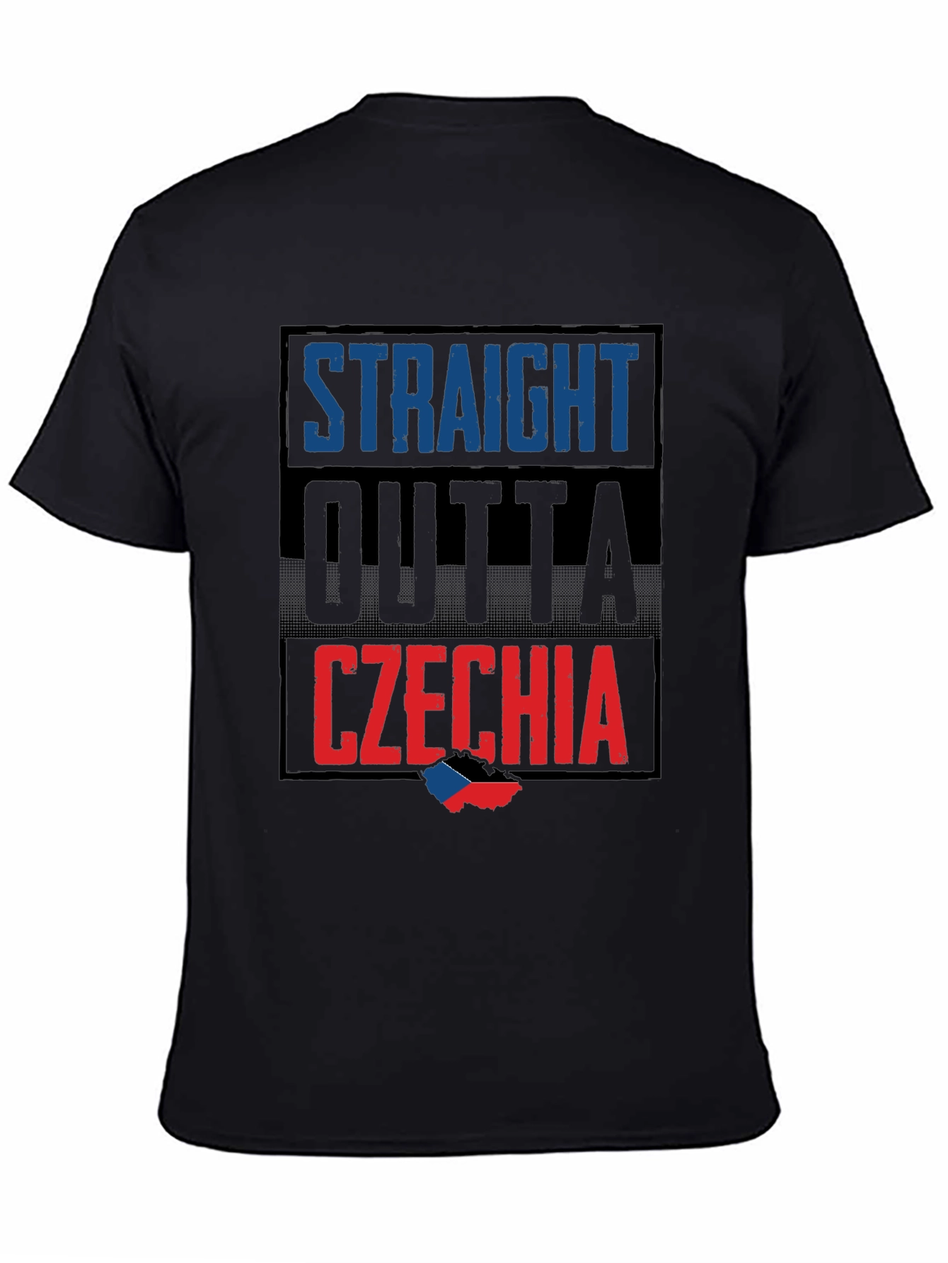 Straight Outta Czechia T-Shirt - Black Crew Neck