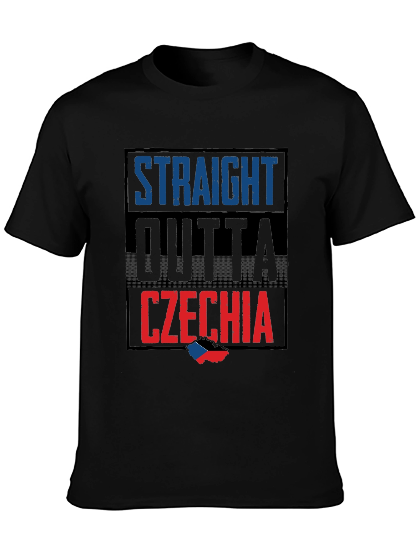 Straight Outta Czechia T-Shirt - Black Crew Neck