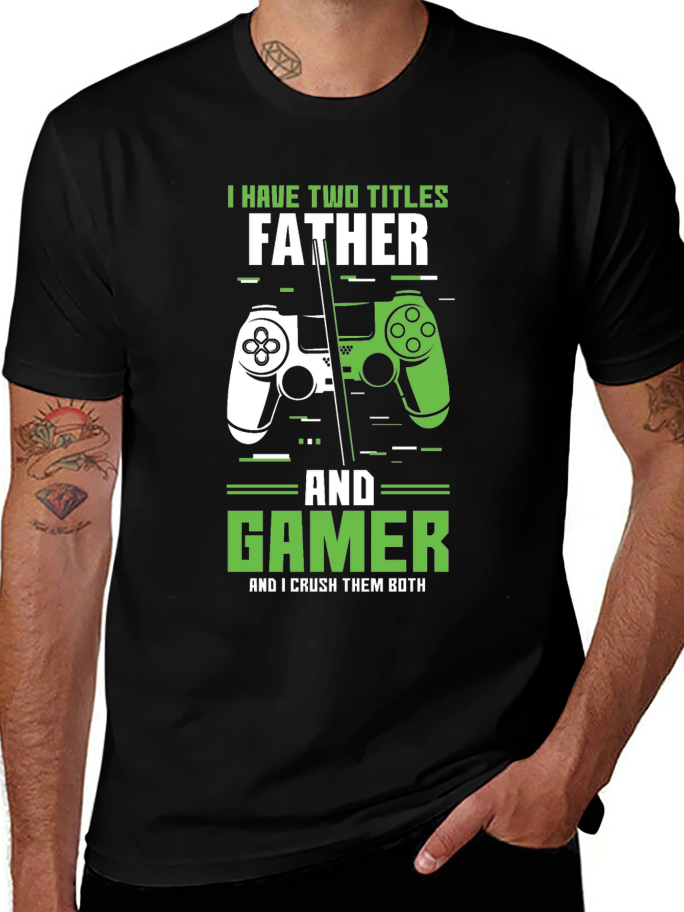 Father Gamer T-Shirt - Dual Titles Dad Tee