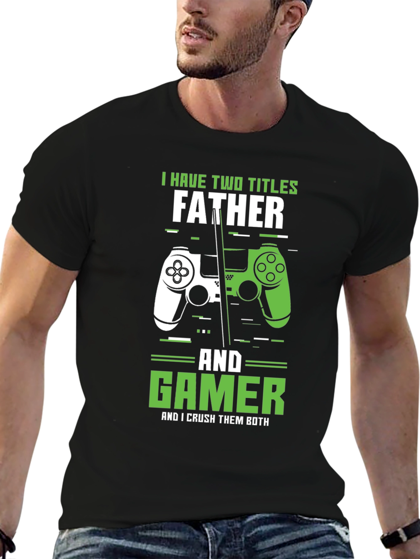 Father Gamer T-Shirt - Dual Titles Dad Tee