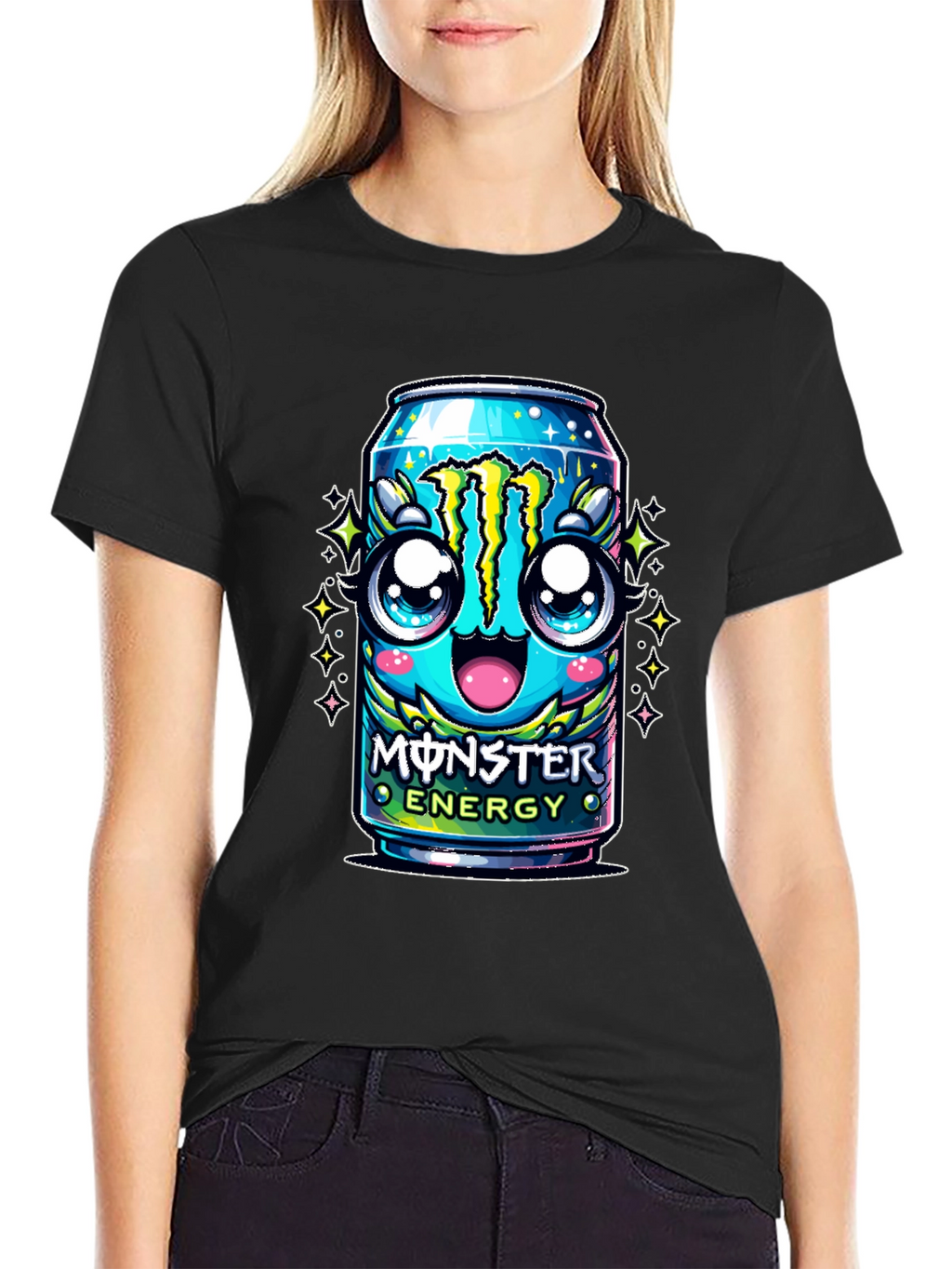 Monster Energy Kawaii Graphic T-Shirt - Black