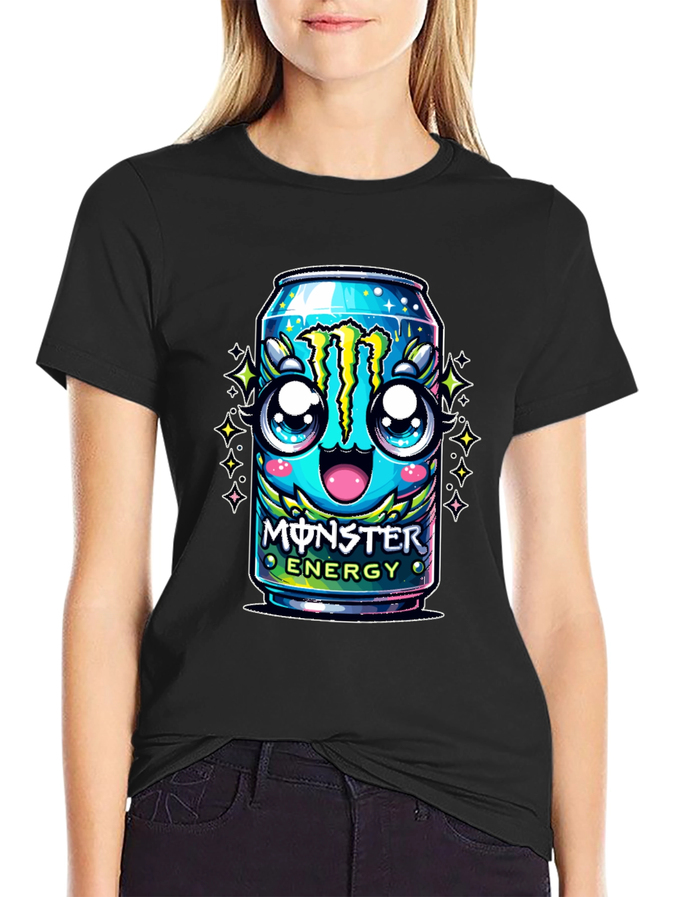 Monster Energy Kawaii Graphic T-Shirt - Black